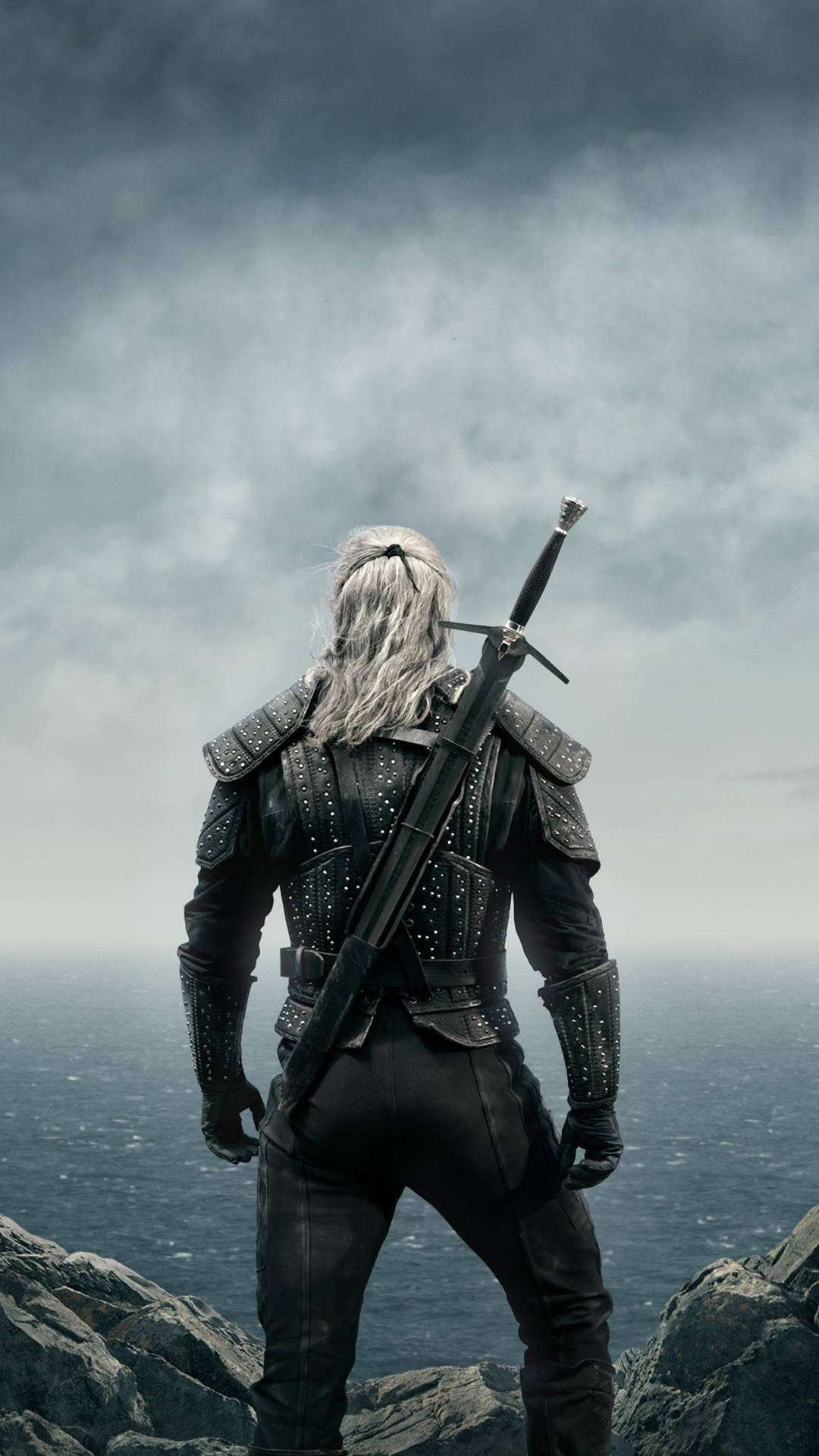 Geralt'srückansicht Witcher 3 Android Wallpaper