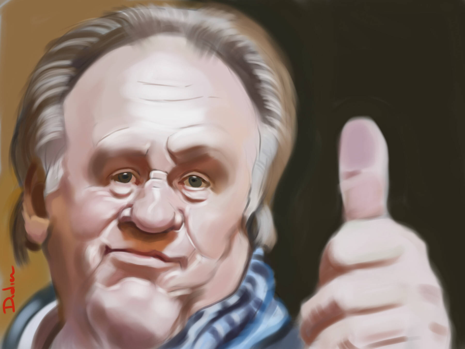 Gérard Depardieu Caricature Thumbs Up Wallpaper