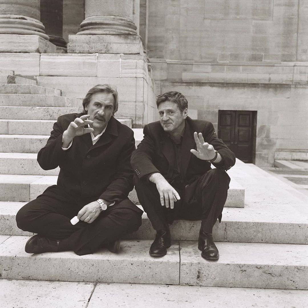 Gérard Depardieu Daniel Auteuil Black And White Wallpaper