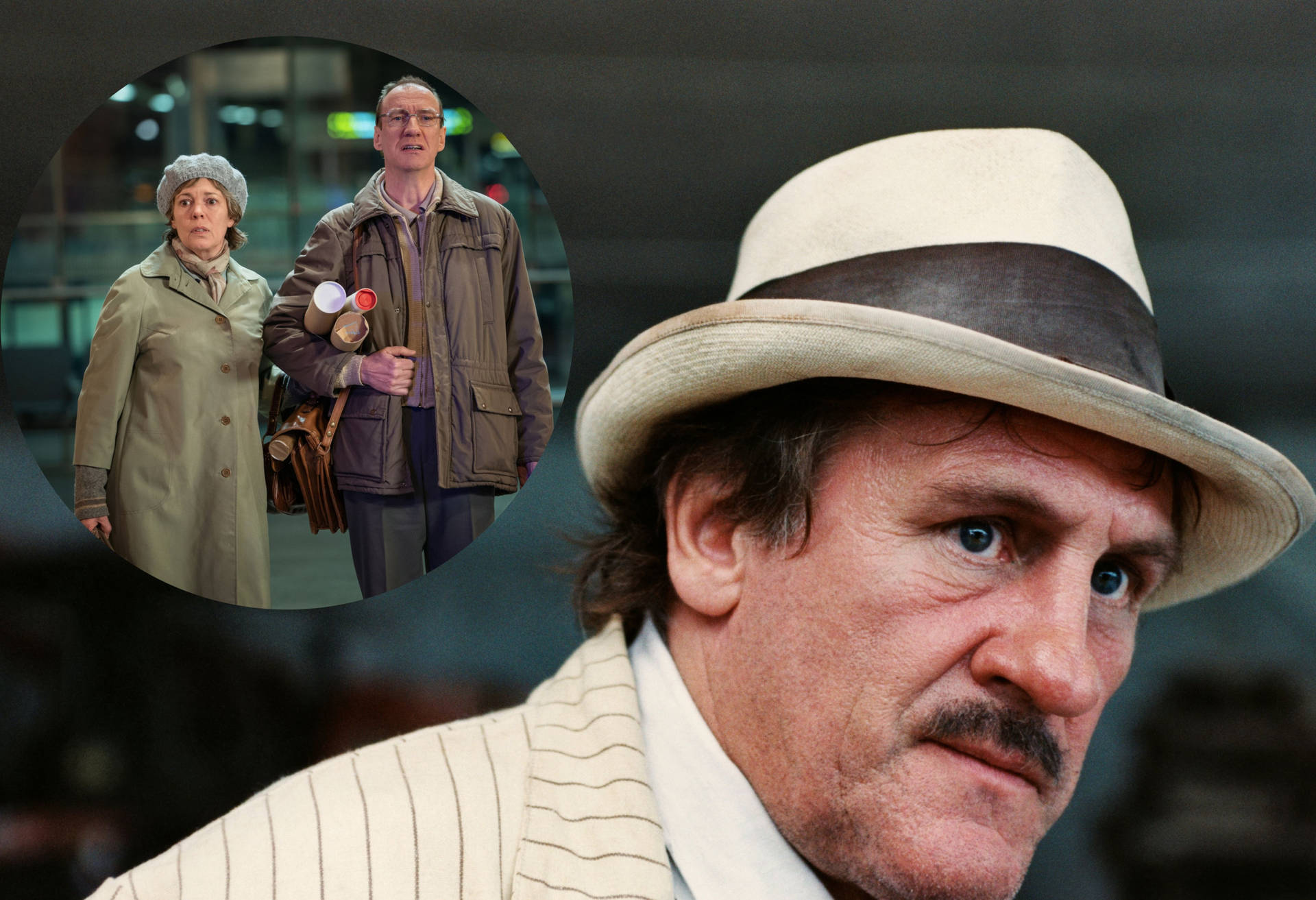 The iconic French actor Gérard Depardieu stylishly dons a Fedora. Wallpaper