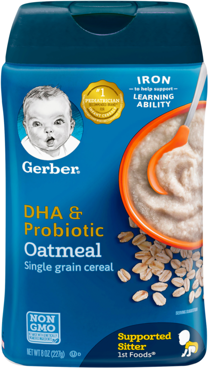 Gerber D H A Probiotic Oatmeal Cereal Package PNG