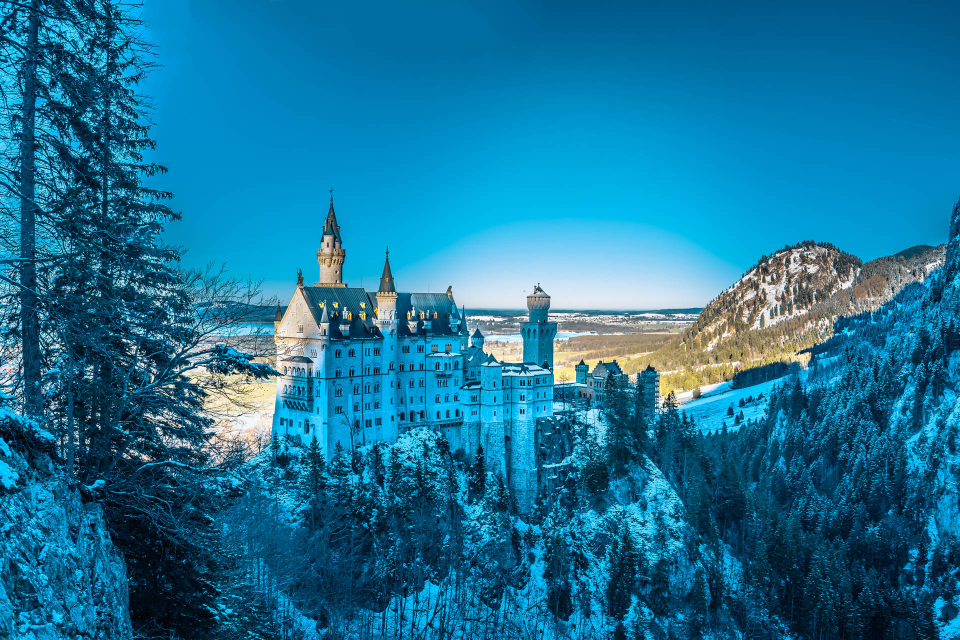 Germany Neuschwanstein Castle In Winter Wallpaper