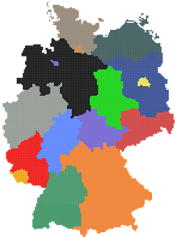 Germany Pixelated Map Color Coded PNG