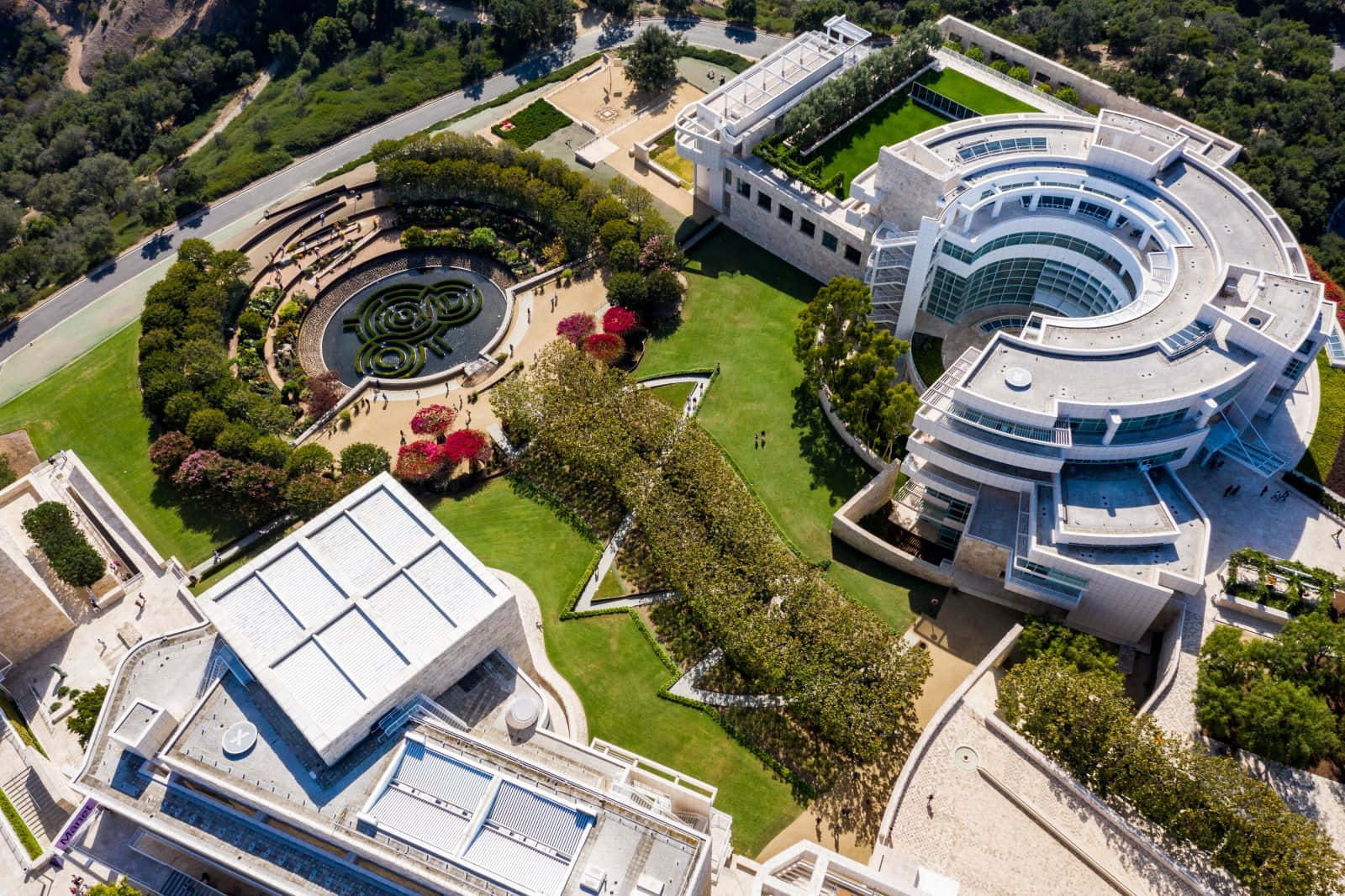 Luchtfoto Van Het Getty Center Achtergrond