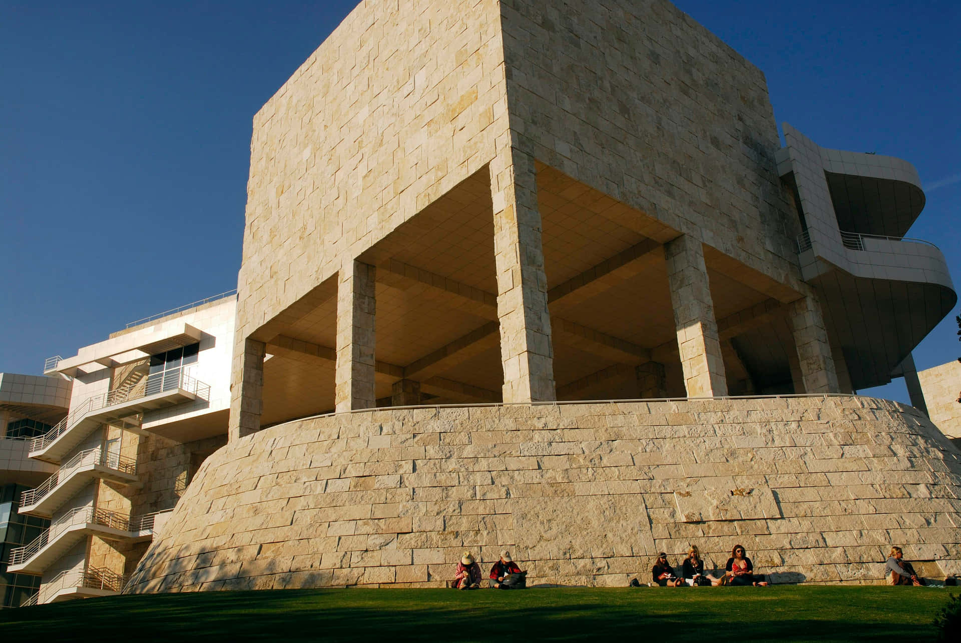 Getty Center Architectuur En Bezoekers Achtergrond