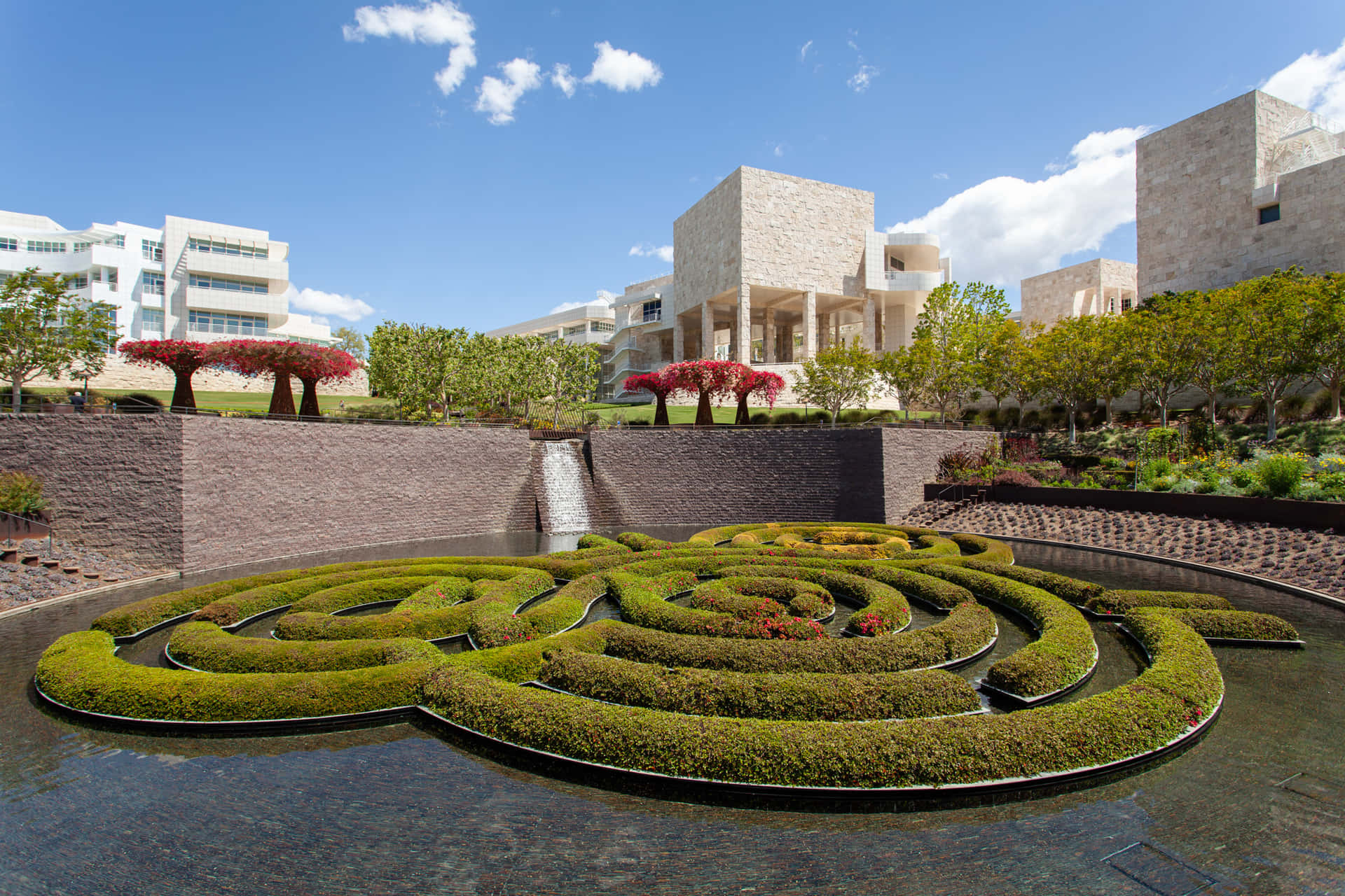 Getty Center Centrale Tuin Uitzicht Achtergrond