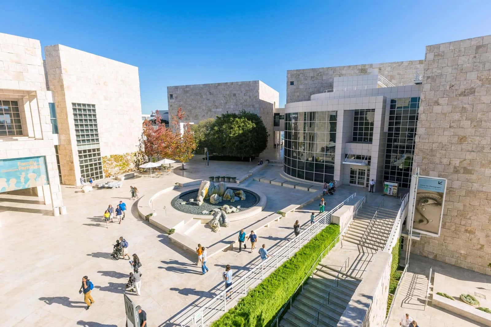 Getty Center Binnenplaats Uitzicht Achtergrond