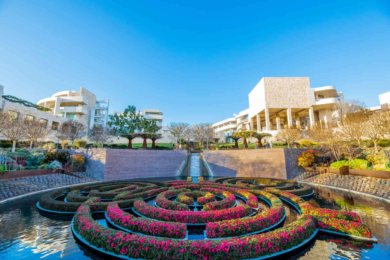 Getty Center Tuinen En Architectuur Achtergrond