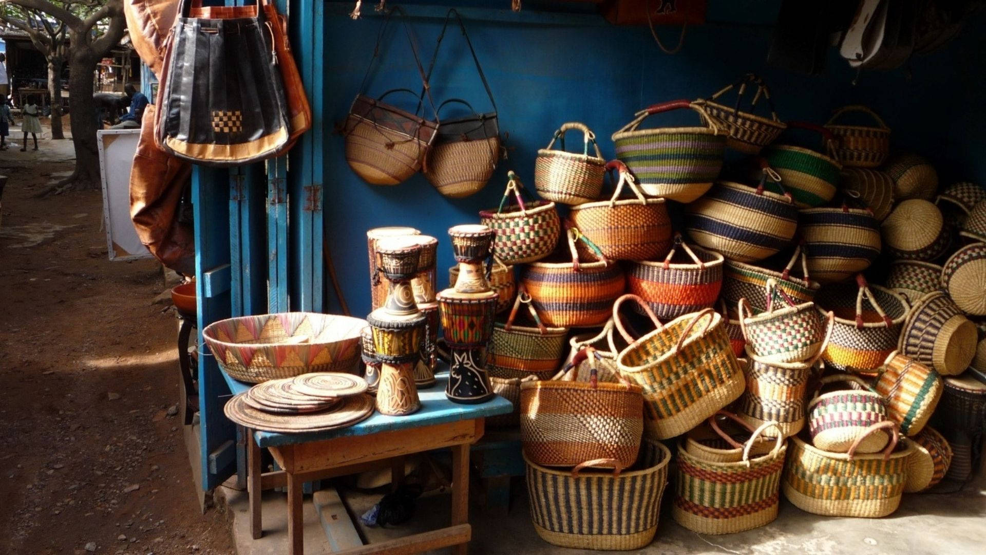 Artisanal Ghanaian Woven Baskets Wallpaper