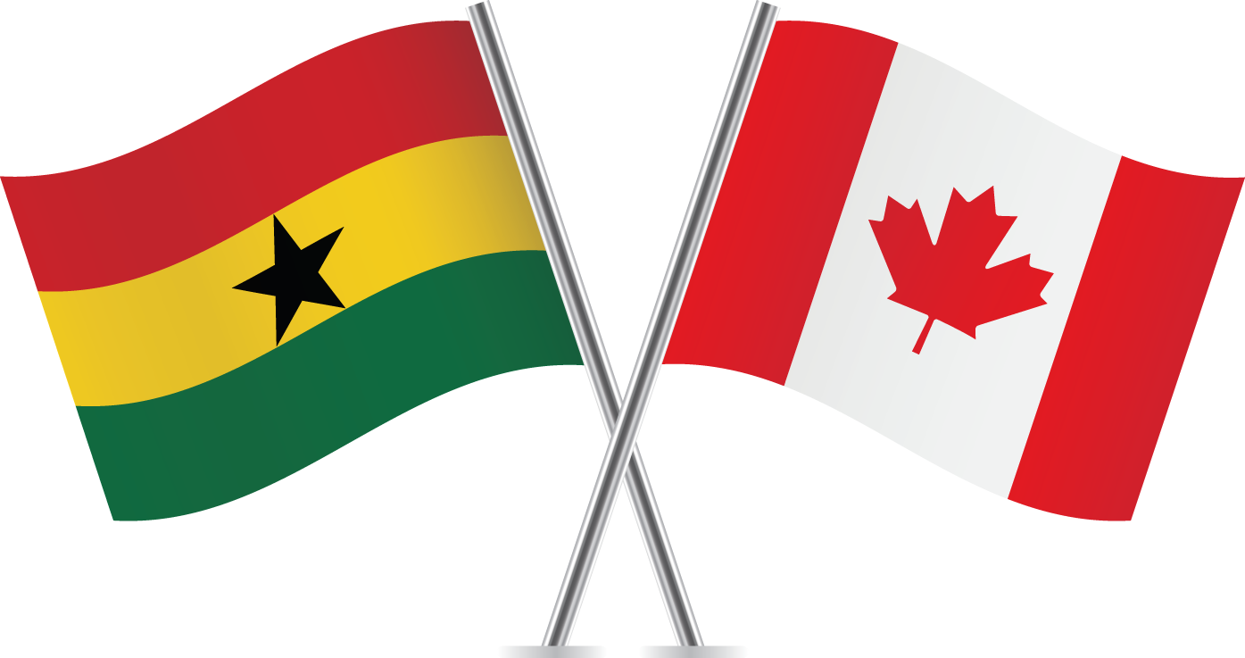 Ghanaand Canada Flags Crossed PNG