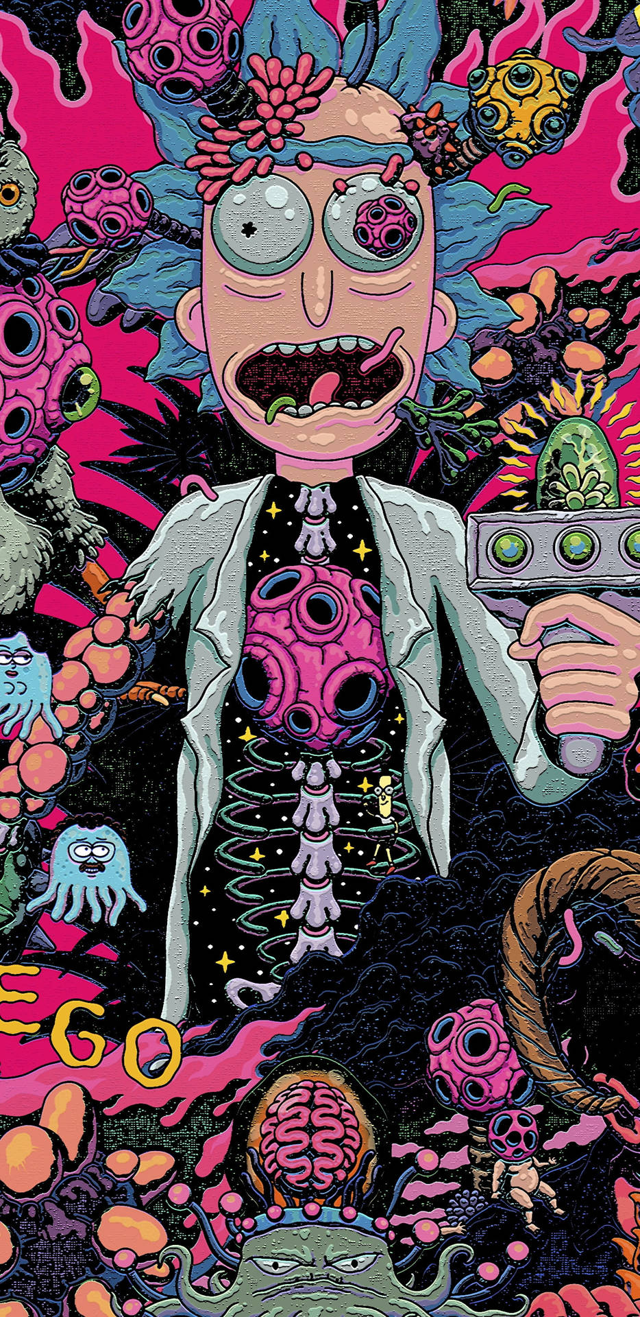 Ghastly Rick And Morty Trippy Pink Wallpaper