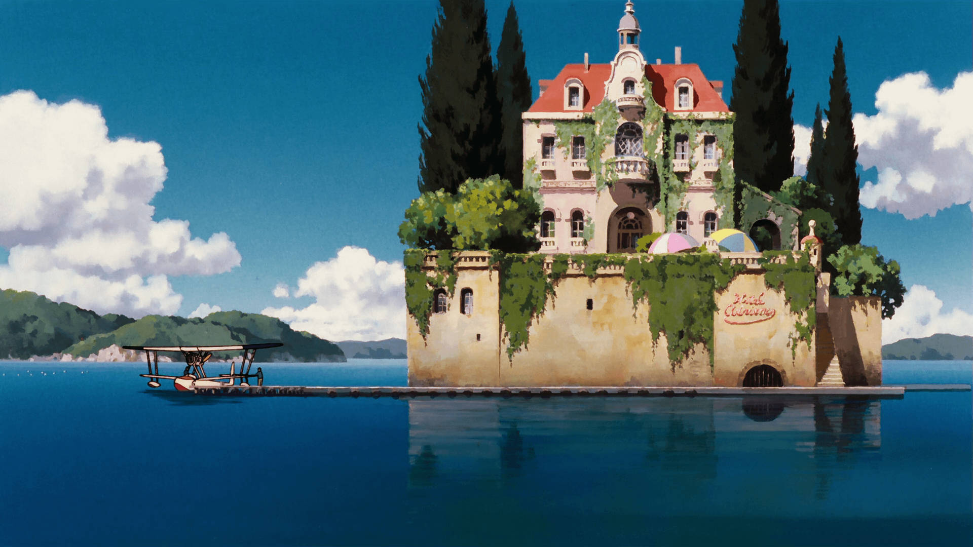 Ghibli Building At Sea Wallpaper