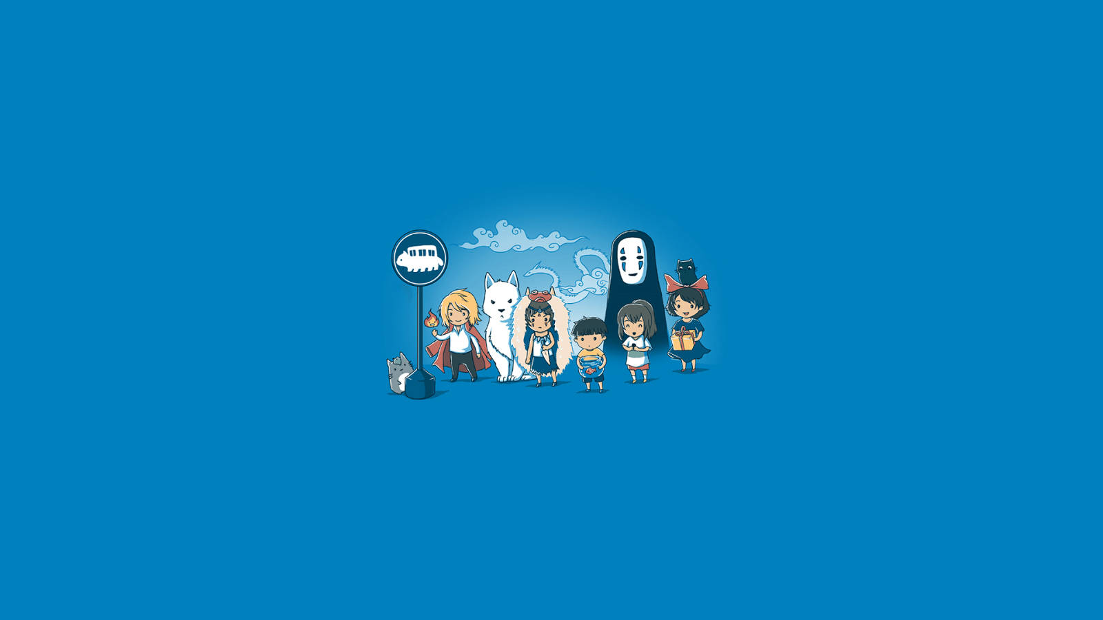 Ghibli Characters Waiting Bus Background