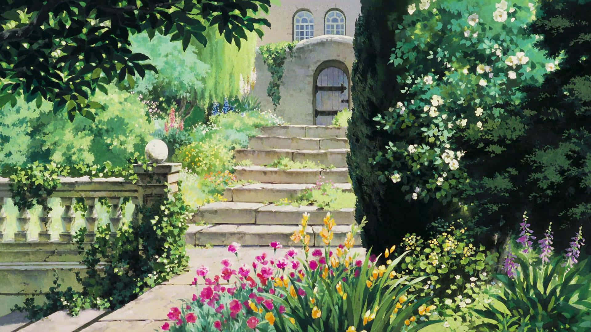 Ghibli Garden Sanctuary Wallpaper
