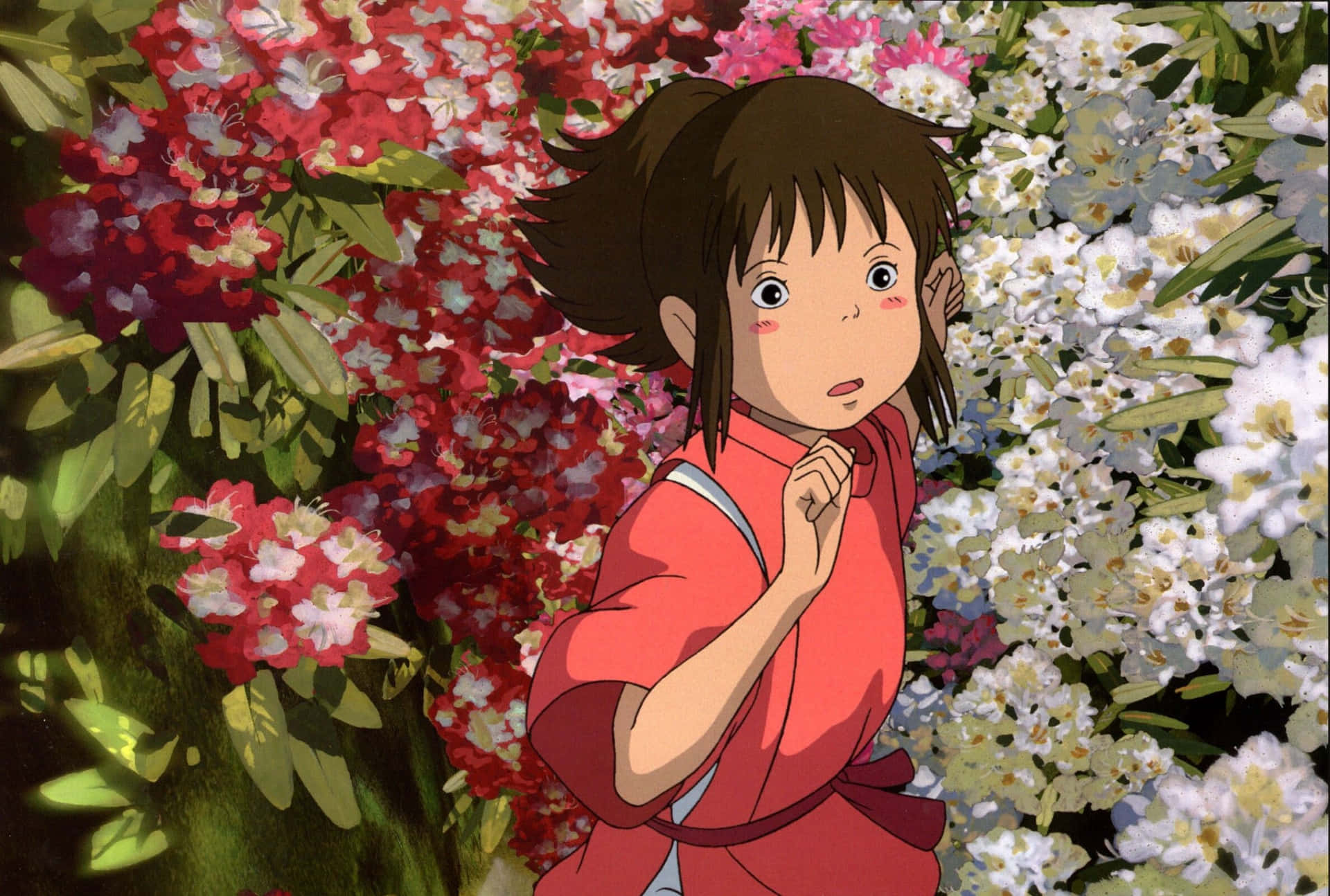 Ghibli Girl Among Flowers Wallpaper