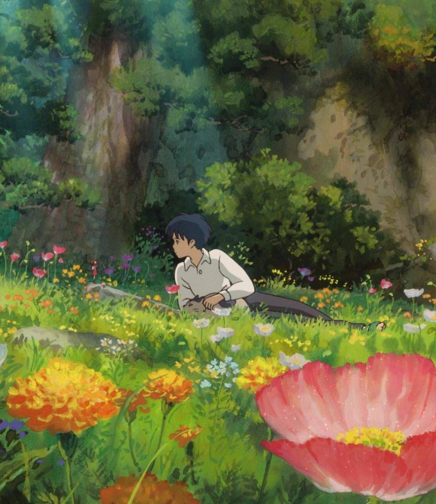 Ghibli Guy Flower Field Wallpaper