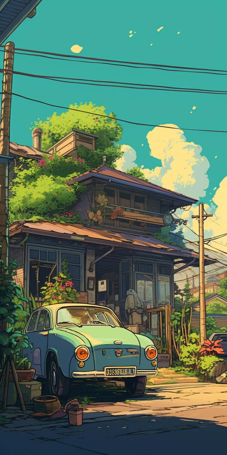 Ghibli Inspired Sunny Suburban Scene.jpg Wallpaper