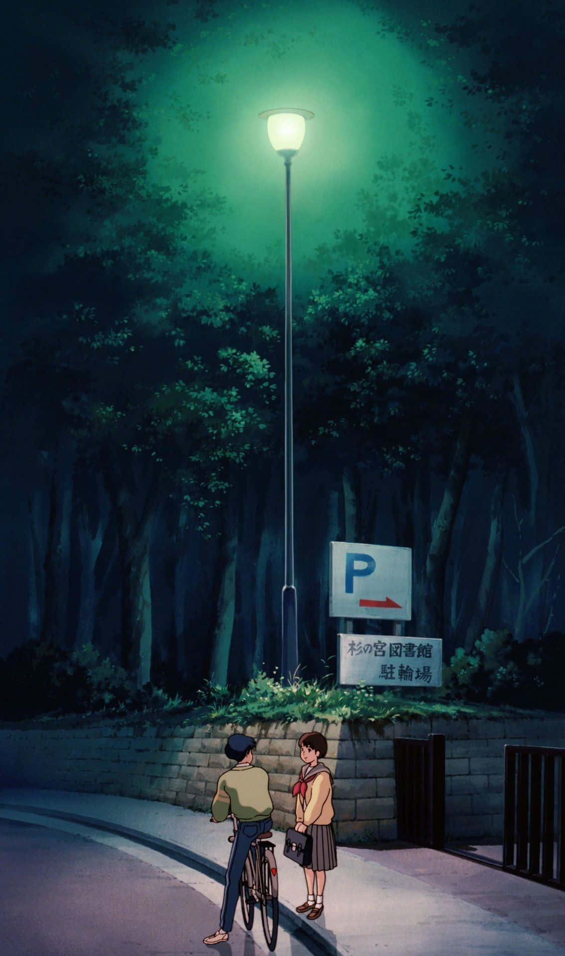 Ghibli Nighttime Encounter Wallpaper