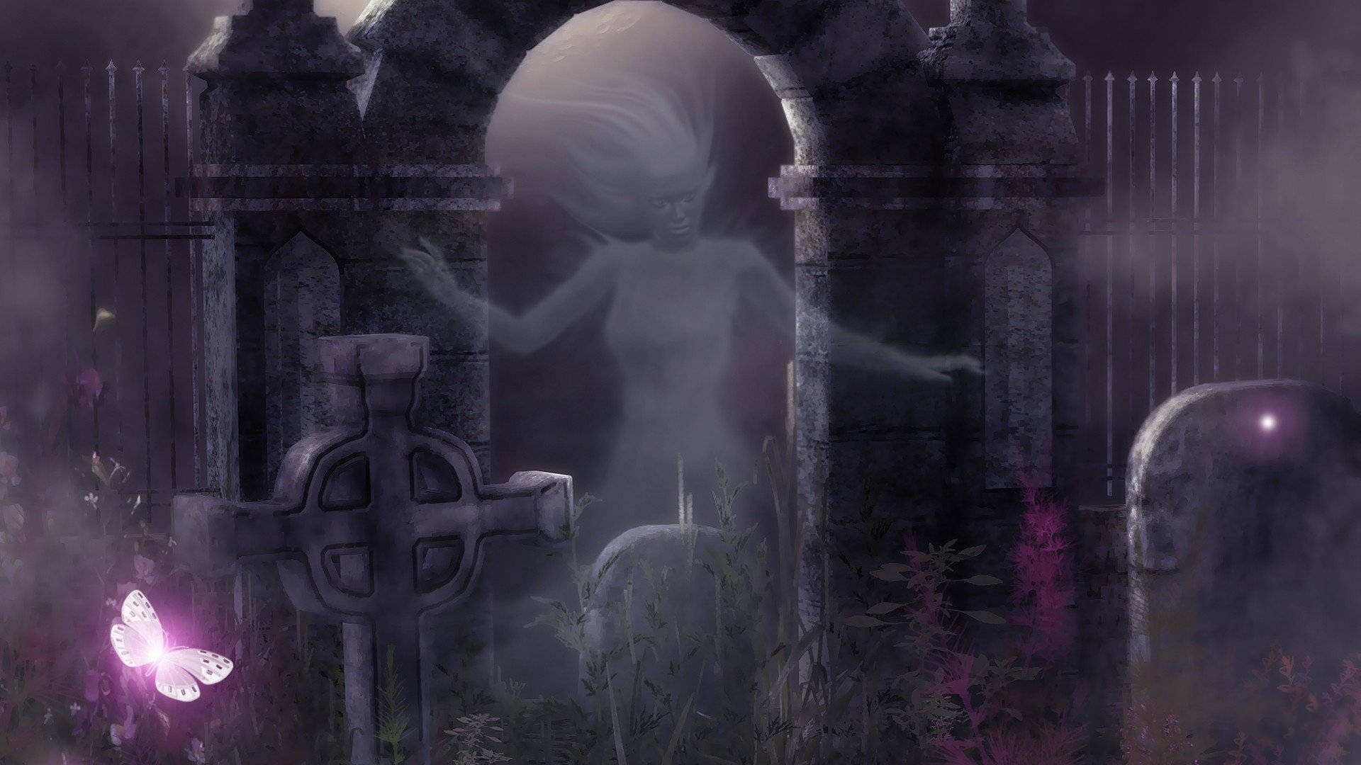 Ghost Aesthetic Haunted Cemetery Wallpaper