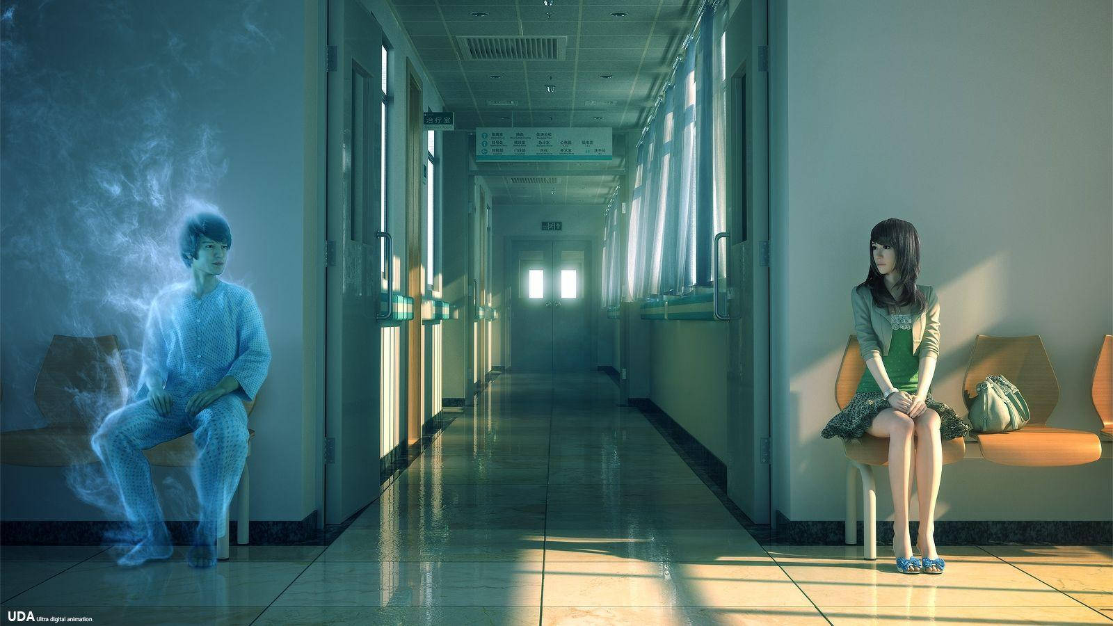 Ghost And Girl Hospital Hallway Wallpaper
