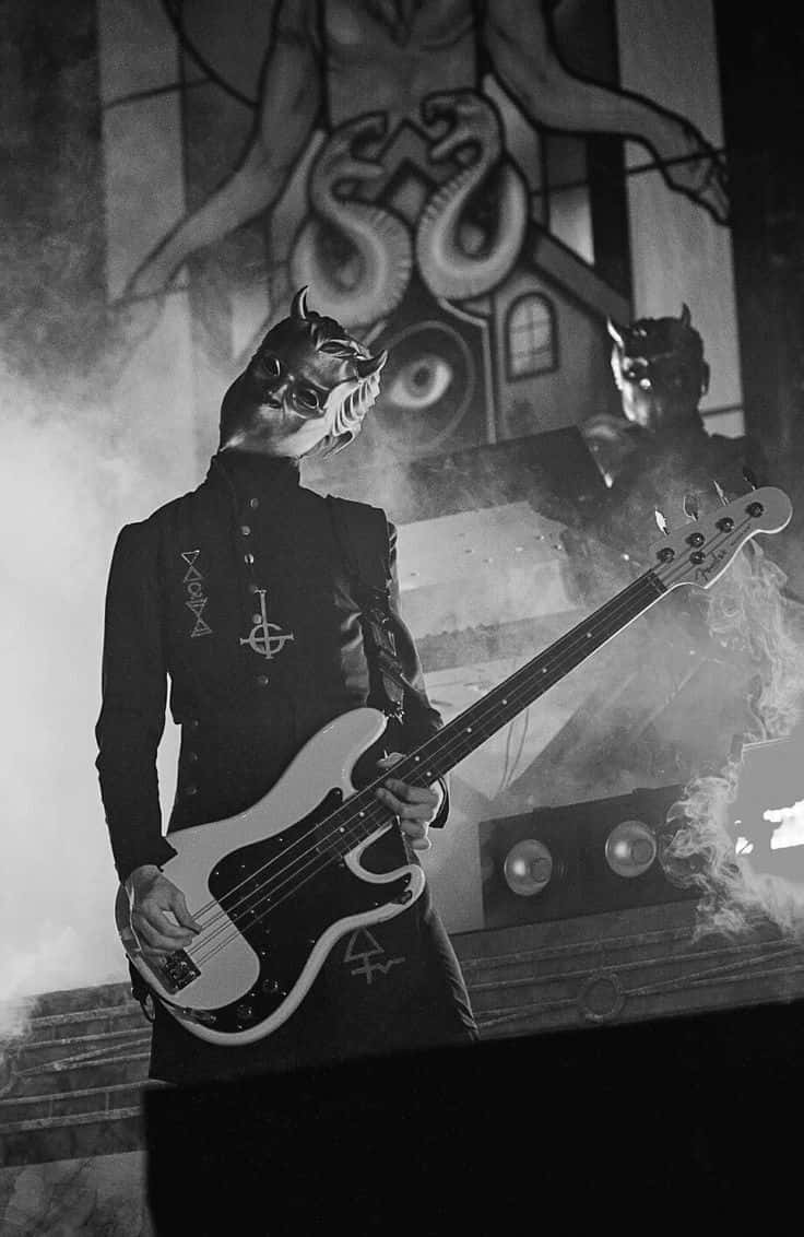 Ghost Band Black And White Photo Guitarist Wallpaper