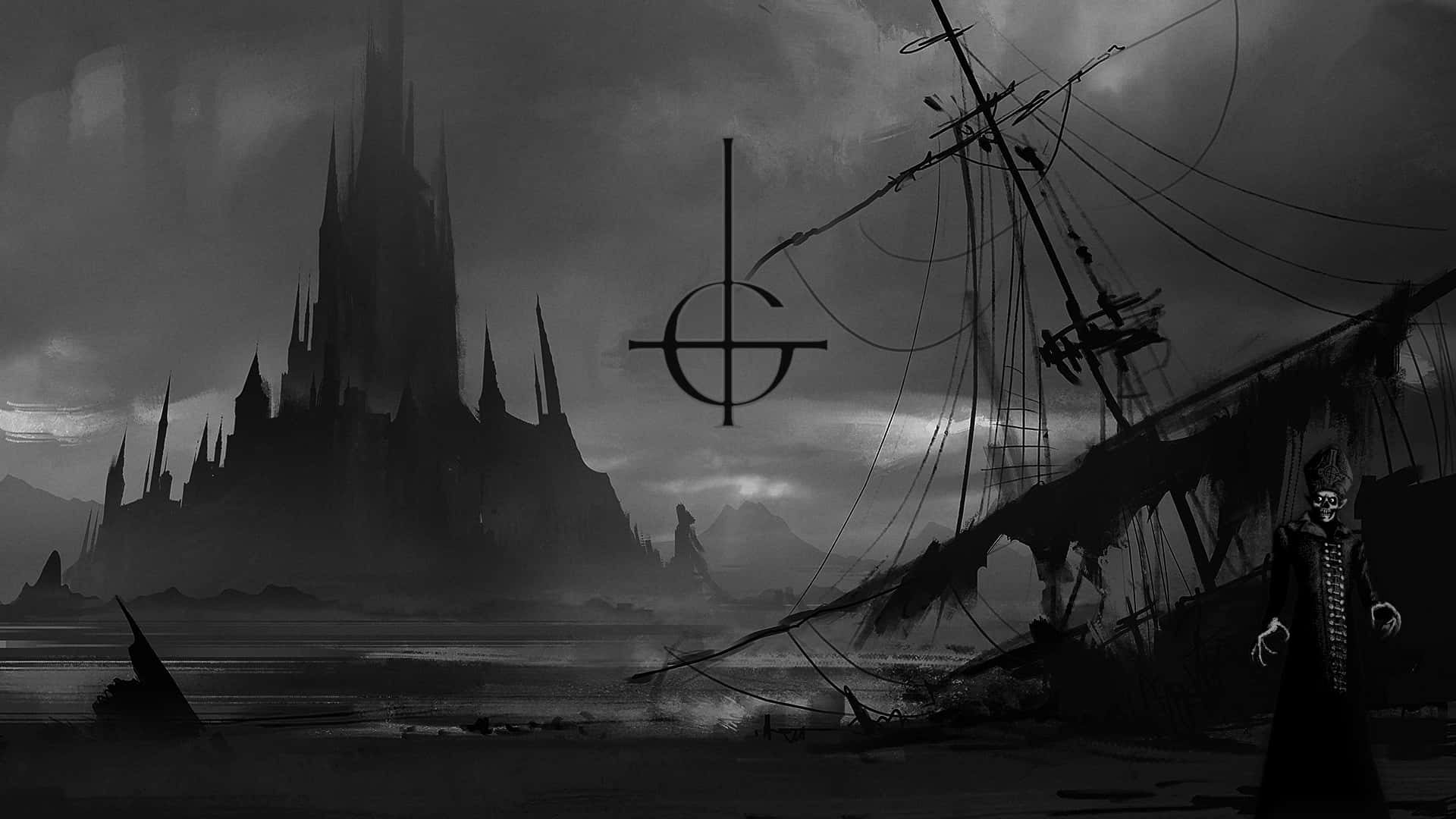 Ghost Band Castle And A Sunken Ship Wallpaper