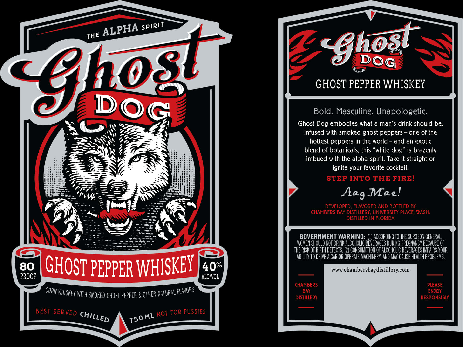 Ghost Dog Pepper Whiskey Label PNG