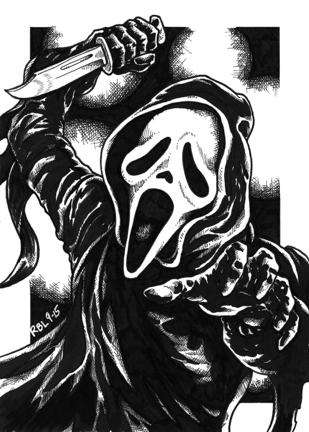Black And White Ghost Face With Knife Picture