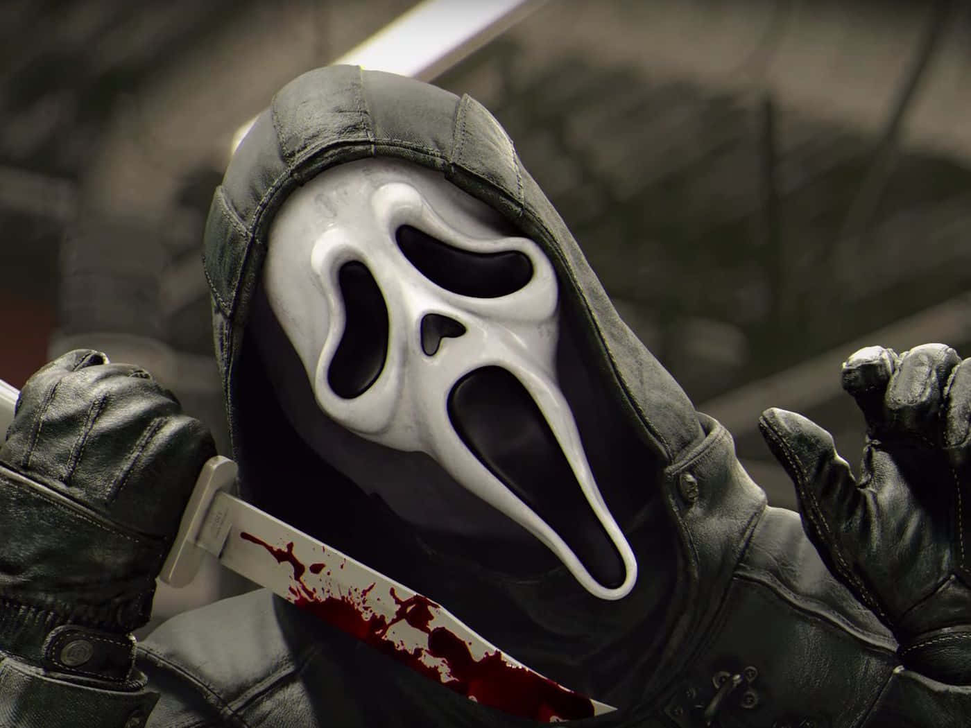 Ghost Face iført læderhuete billede Tapet
