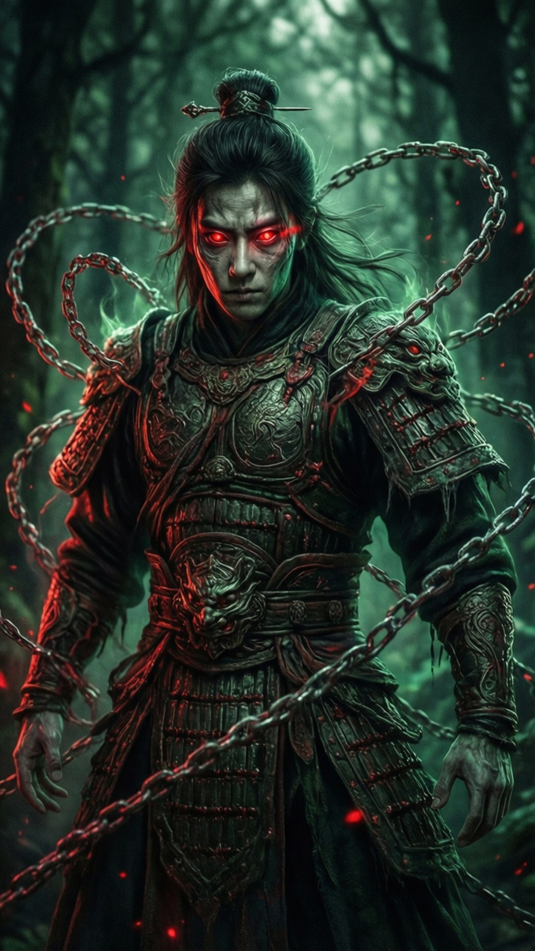 Spøgelsesgeneral Stiger Op Wallpapers — Wen Ning som spøgelsesgeneral i en mørk skov.