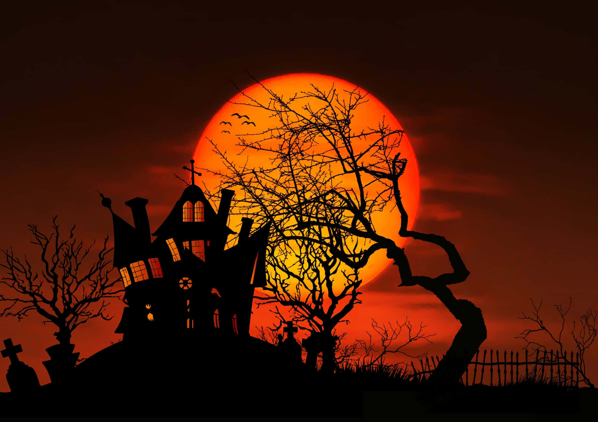 Ghost Haunted House Blood Moon Picture