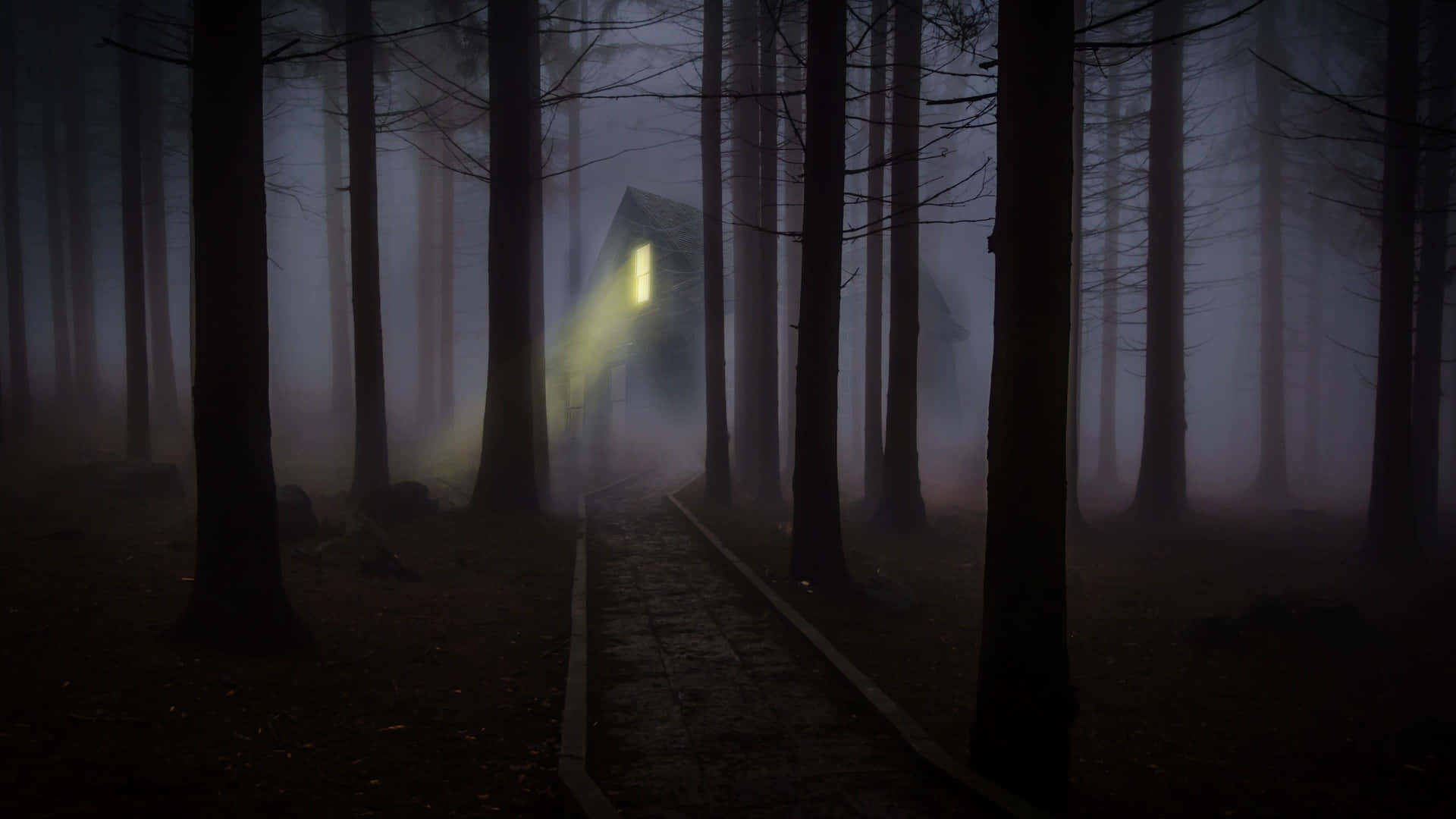 Imagende Una Casa Encantada En El Bosque Con Fantasmas