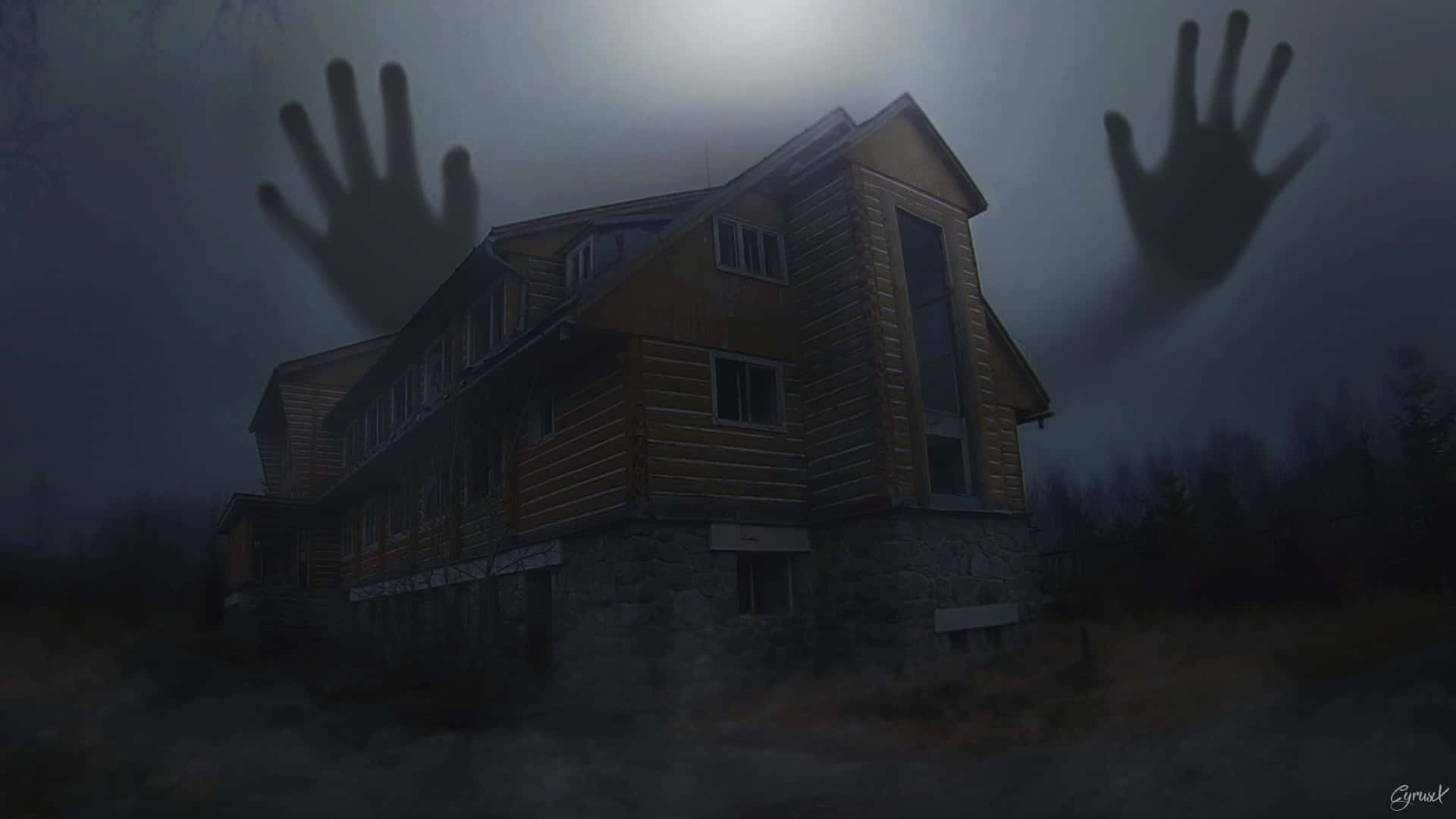Spøgelseshånd Hjemsøgt Hus Billede Tapet