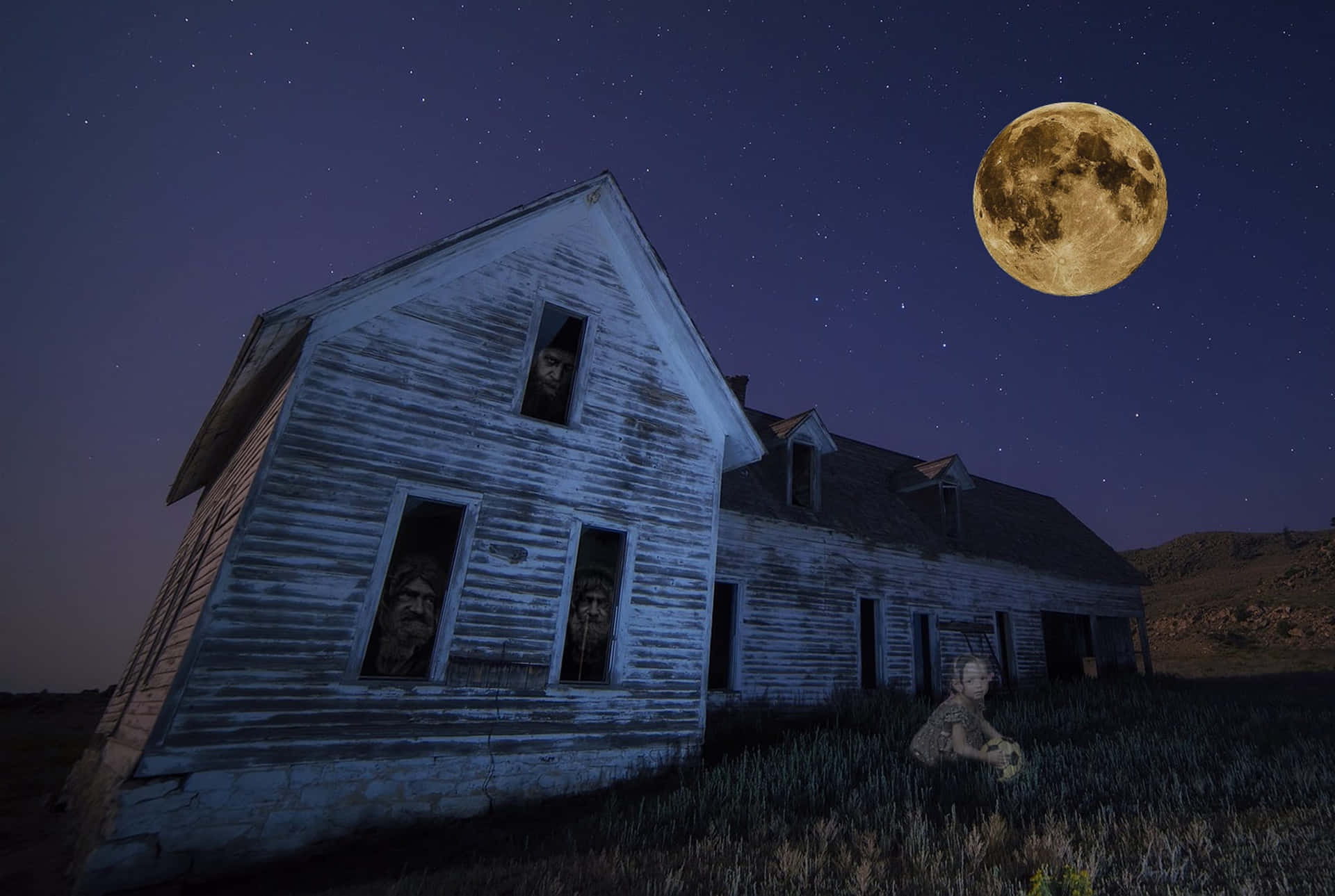 Imagende Casa Embrujada Por Fantasmas Y Luna Llena