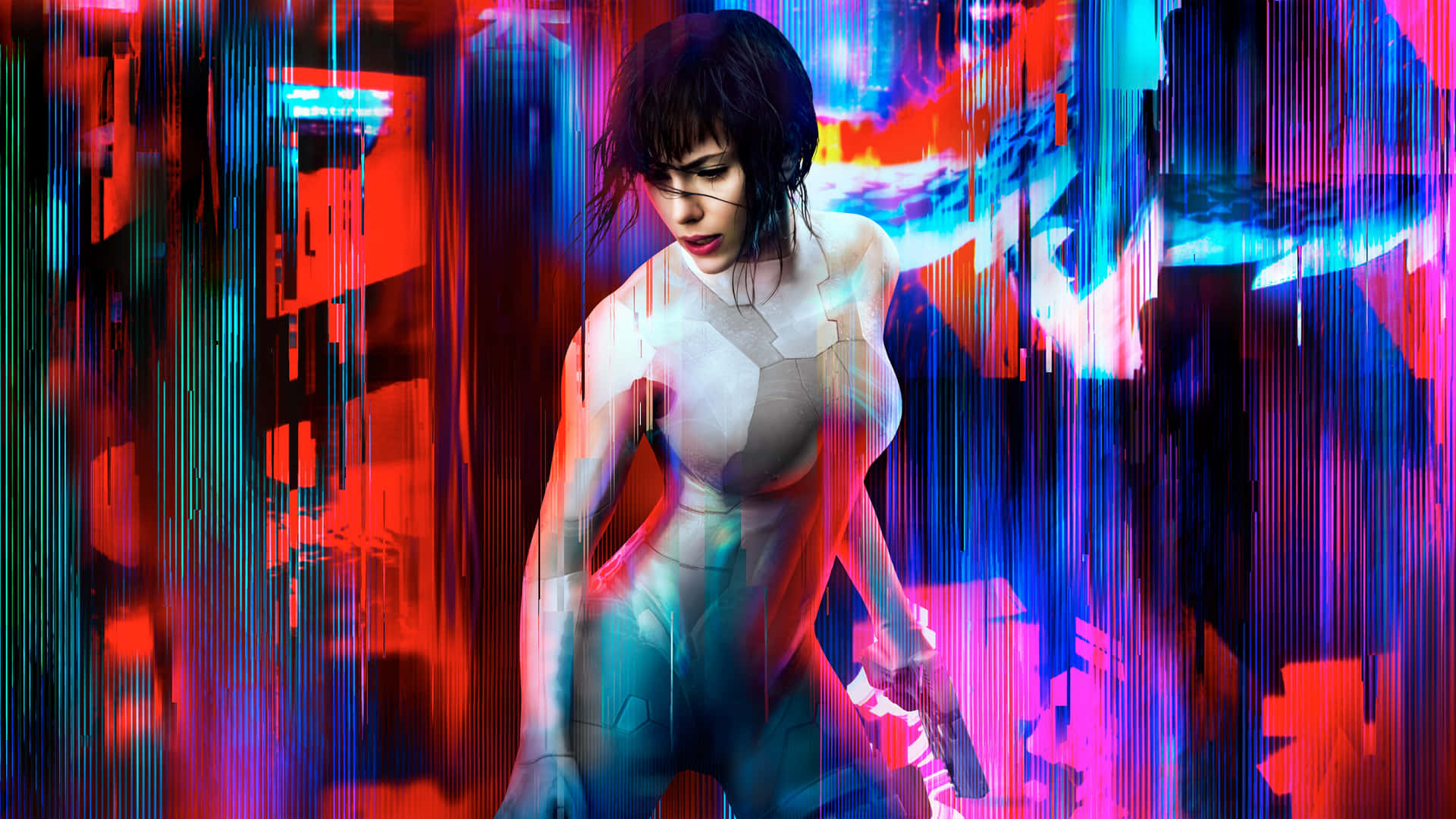 Motoko Kusanagi in Ghost In The Shell ready to fight