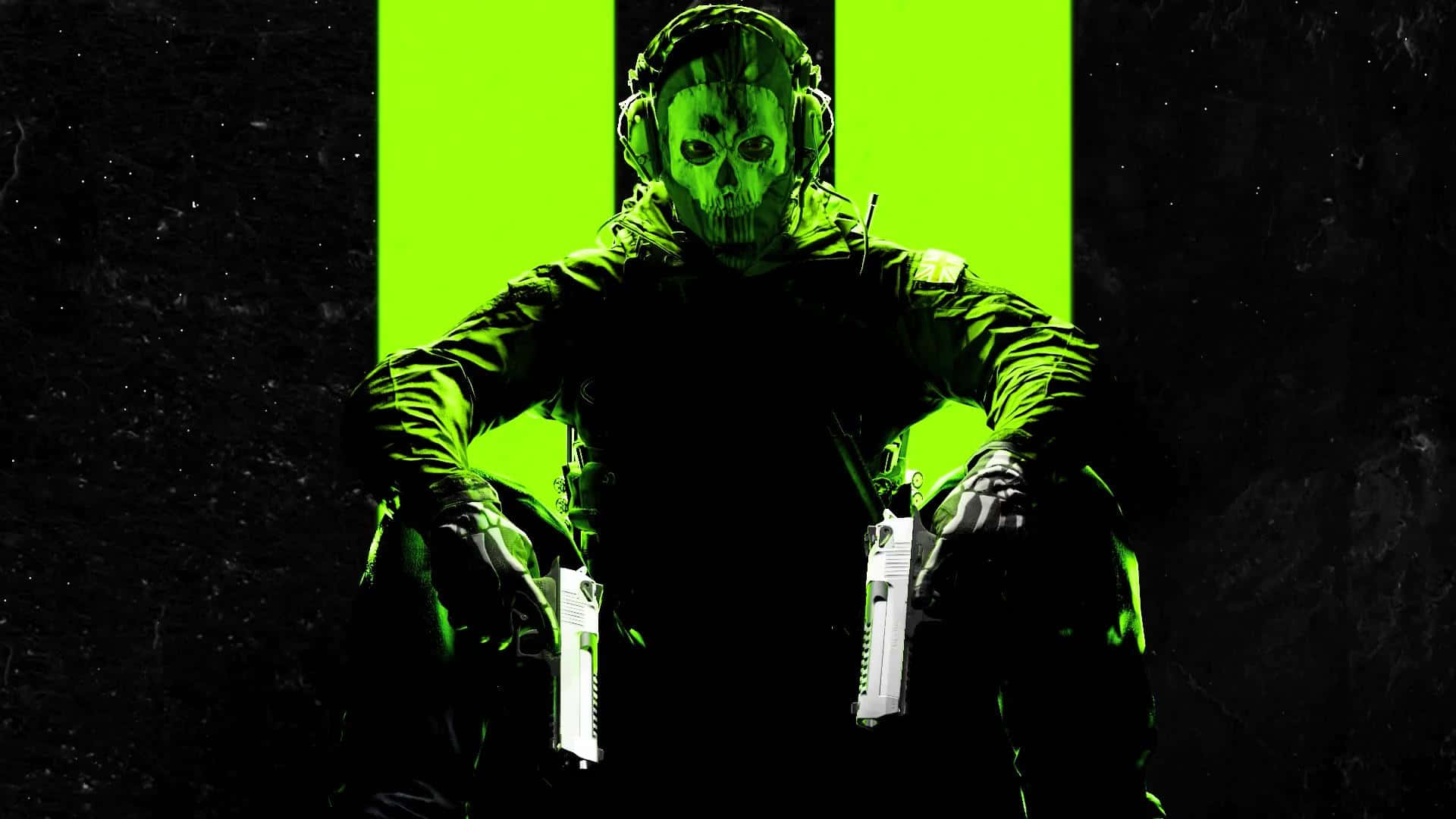 Ghost M W2 Character Green Background Wallpaper