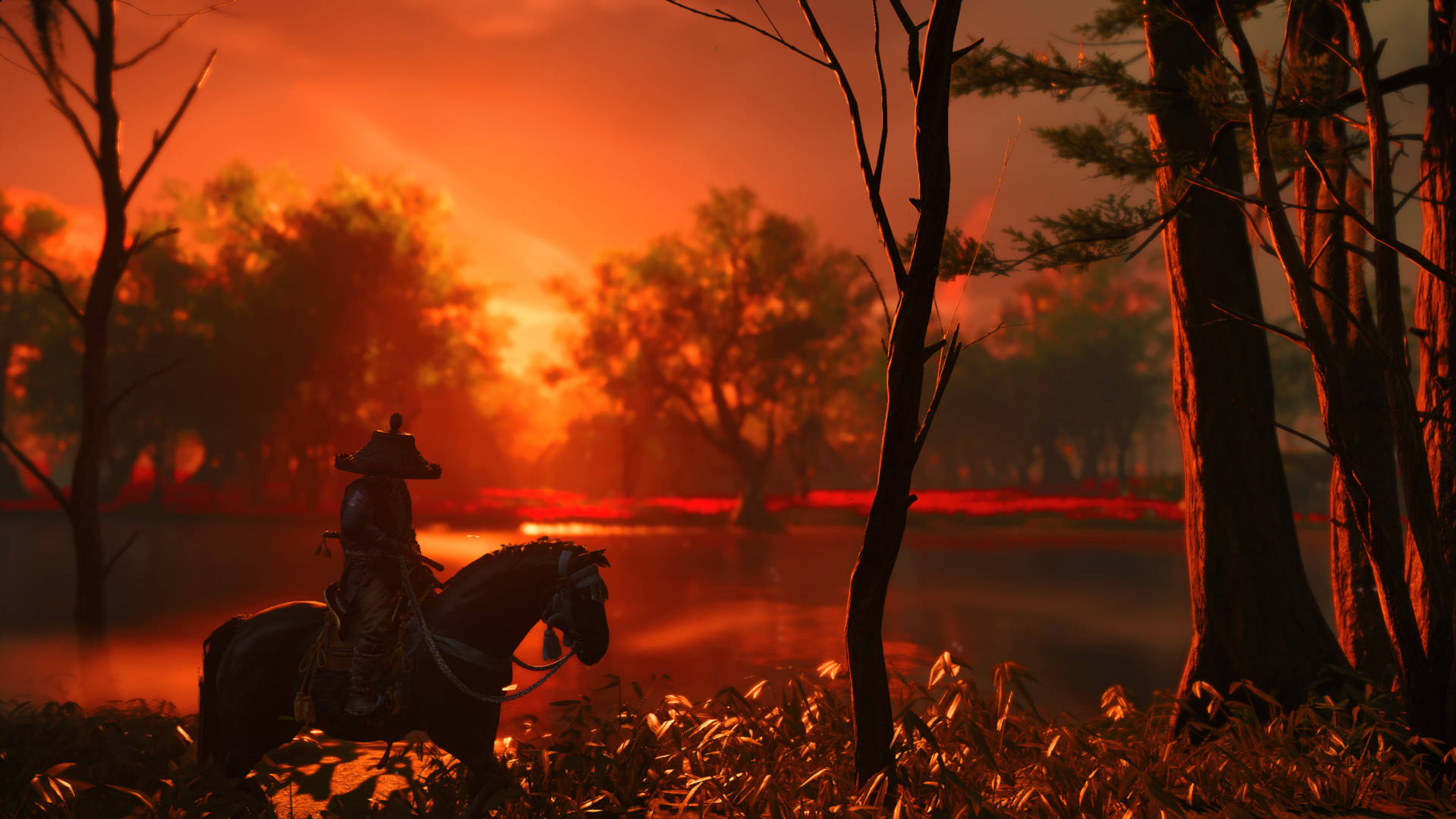 Ghost Of Tsushima Golden Hour Photography Background