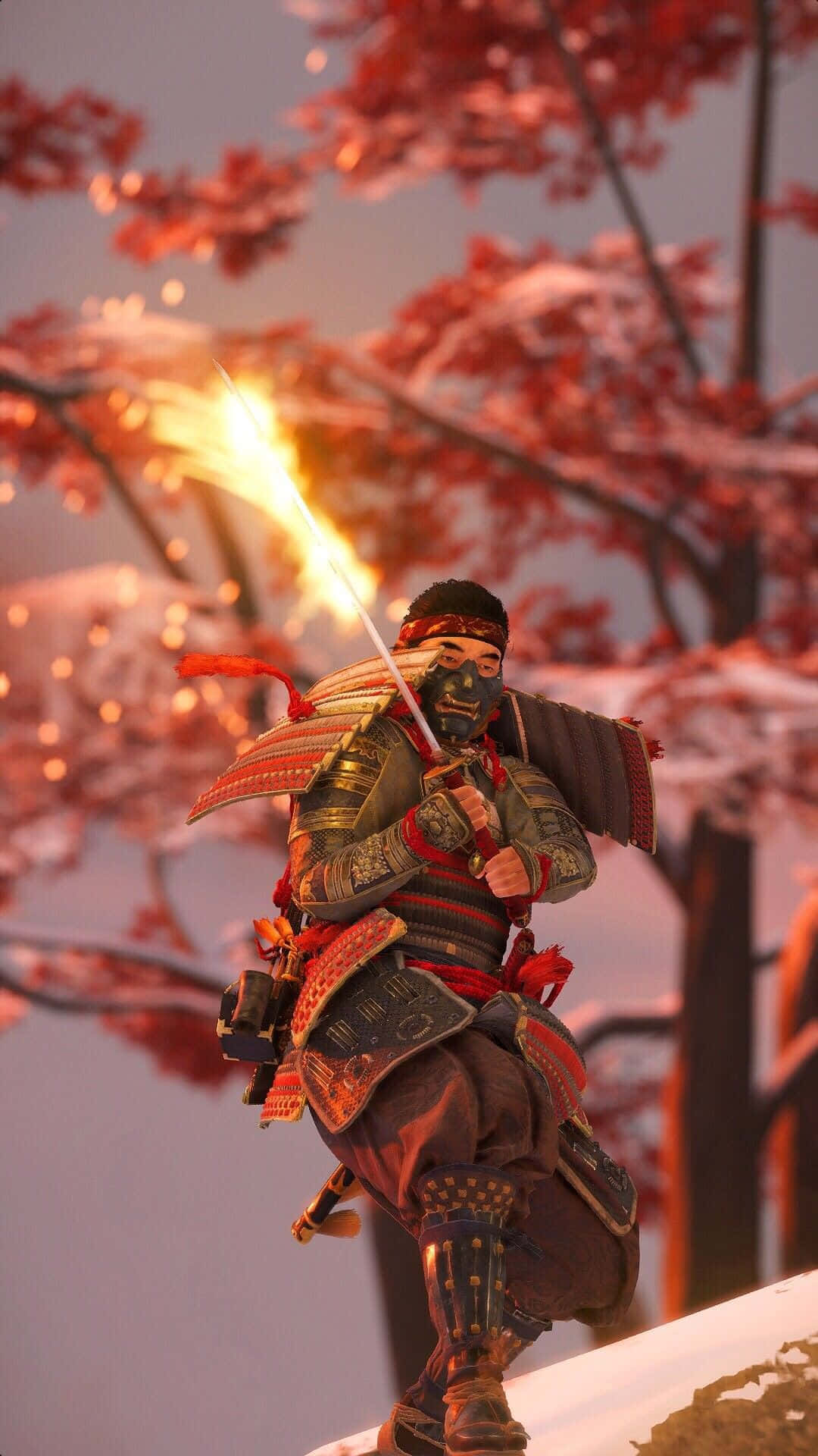 Enjoy the strategic beauty of Ghost Of Tsushima on your iPhone Wallpaper