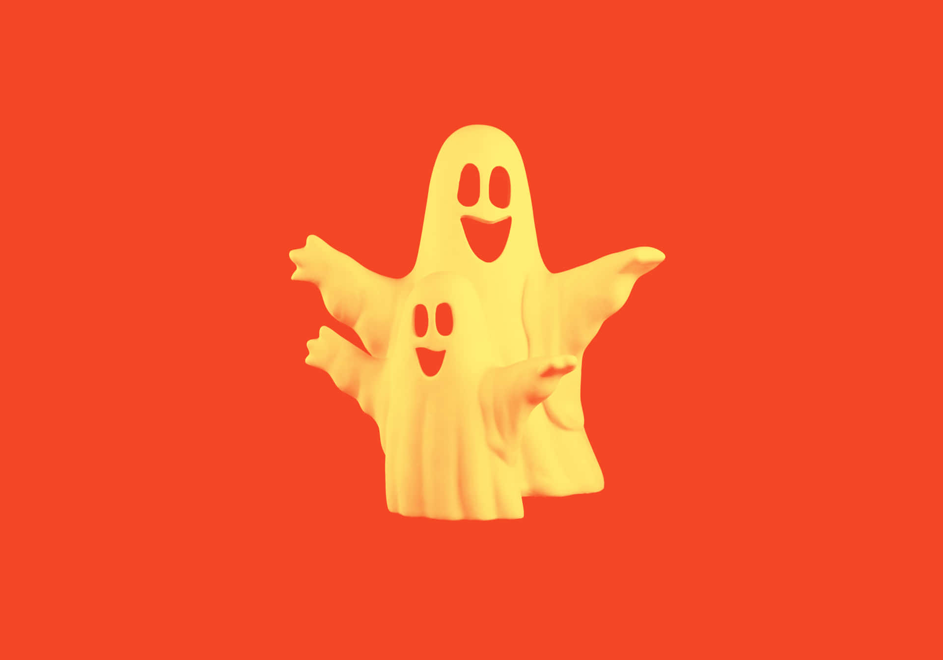 Two Ghosts On An Orange Background