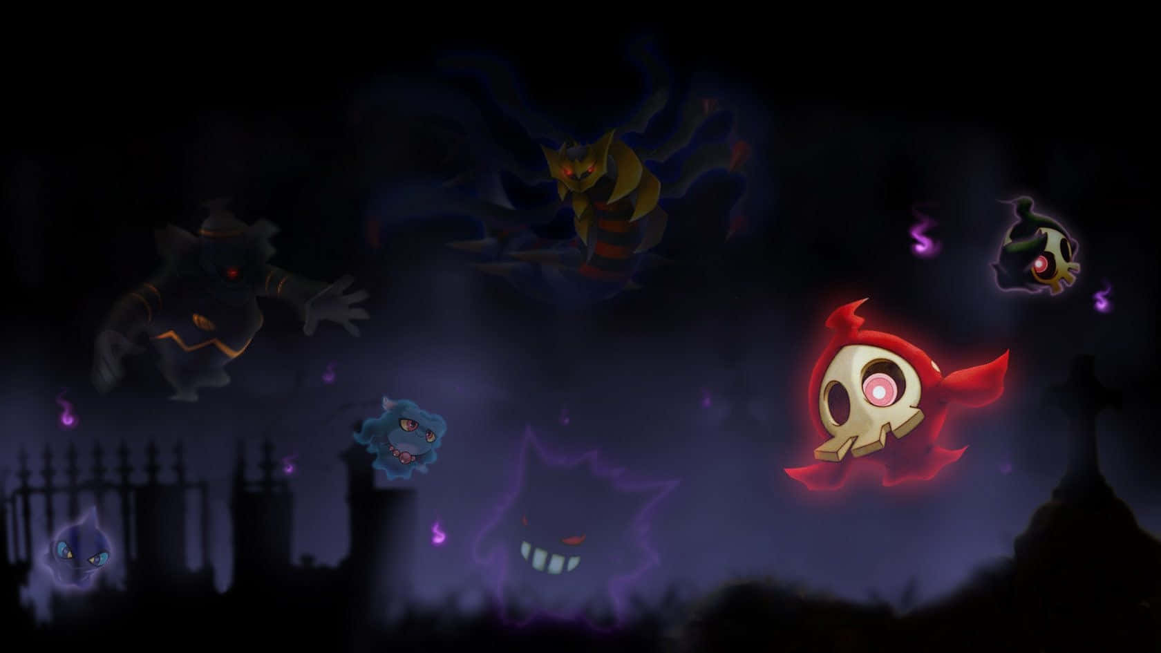 Eerie Encounter with Ghost Pokémon Wallpaper