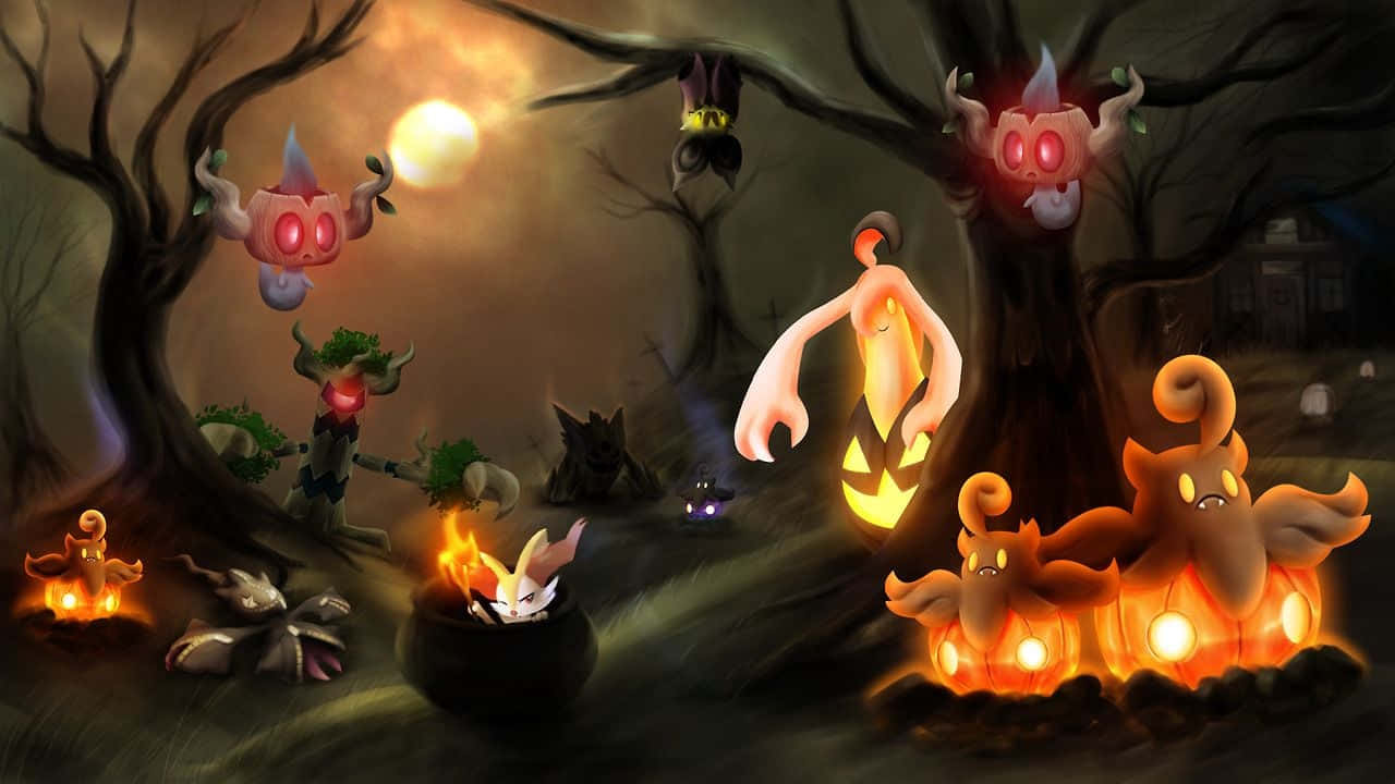Eerie Encounter in the Pokémon World Wallpaper