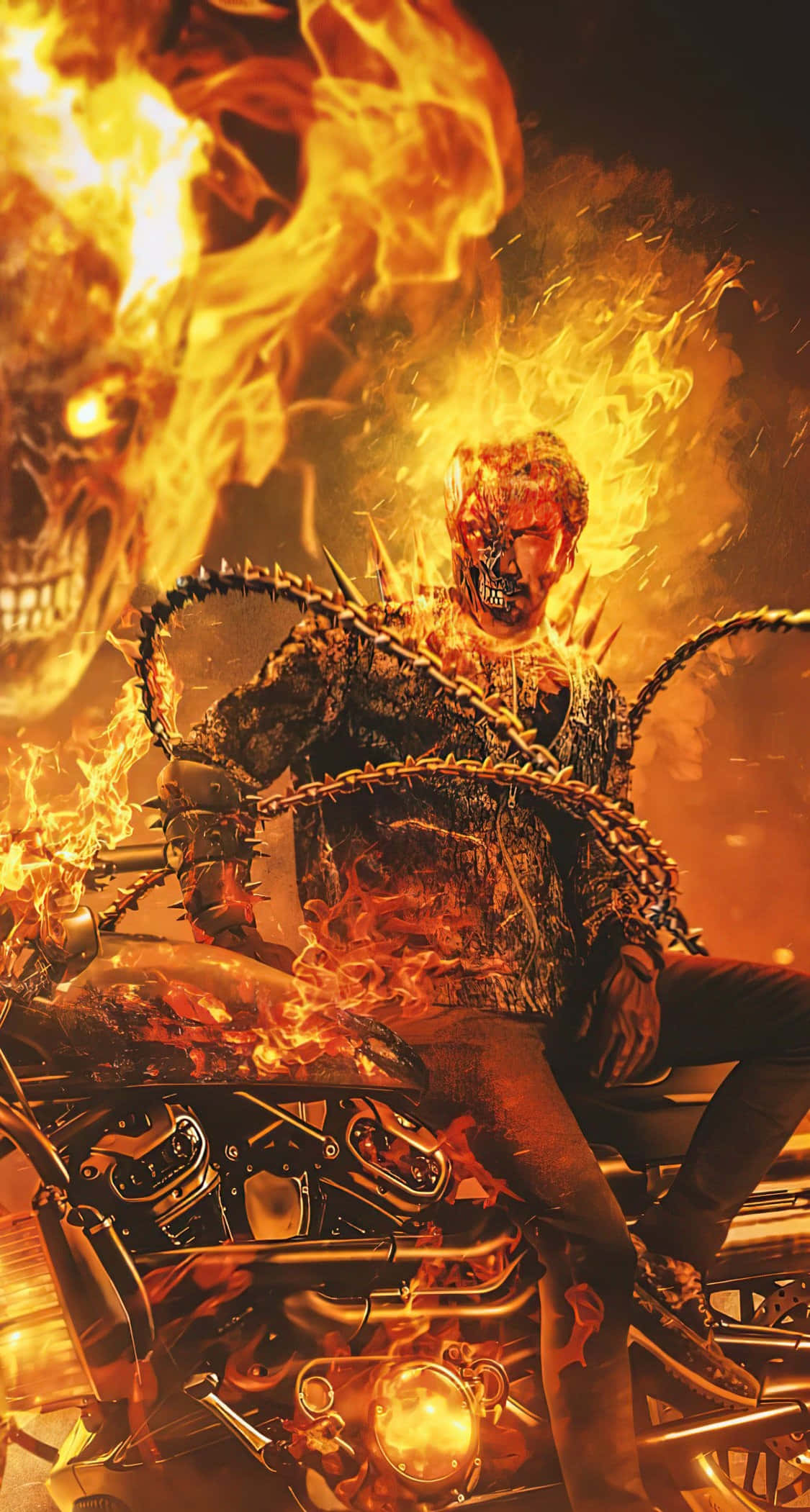 An epic skywalker atop his flaming motorbike - Ghost Rider