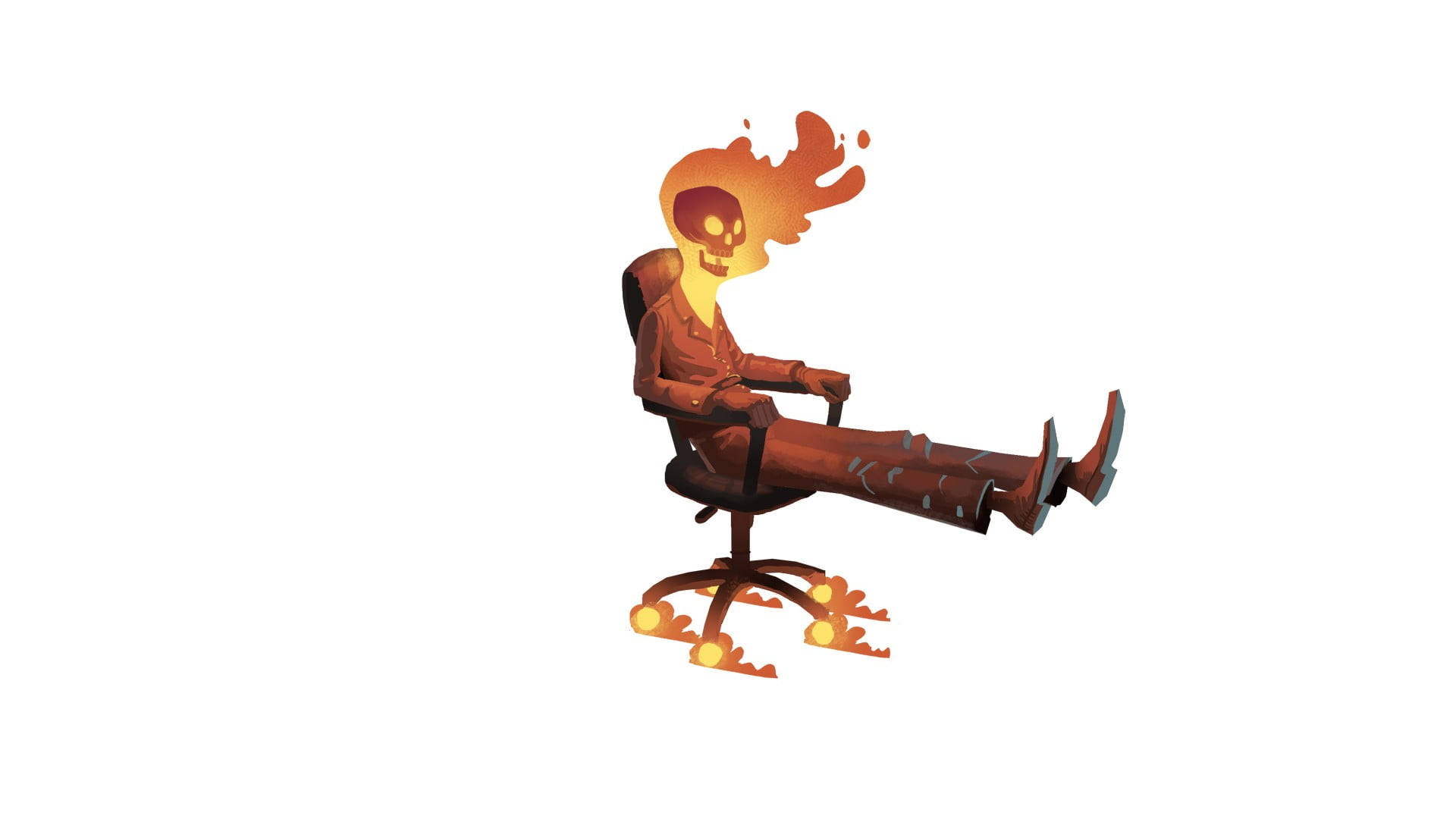 Ghost Rider Office Skeleton Desktop Background