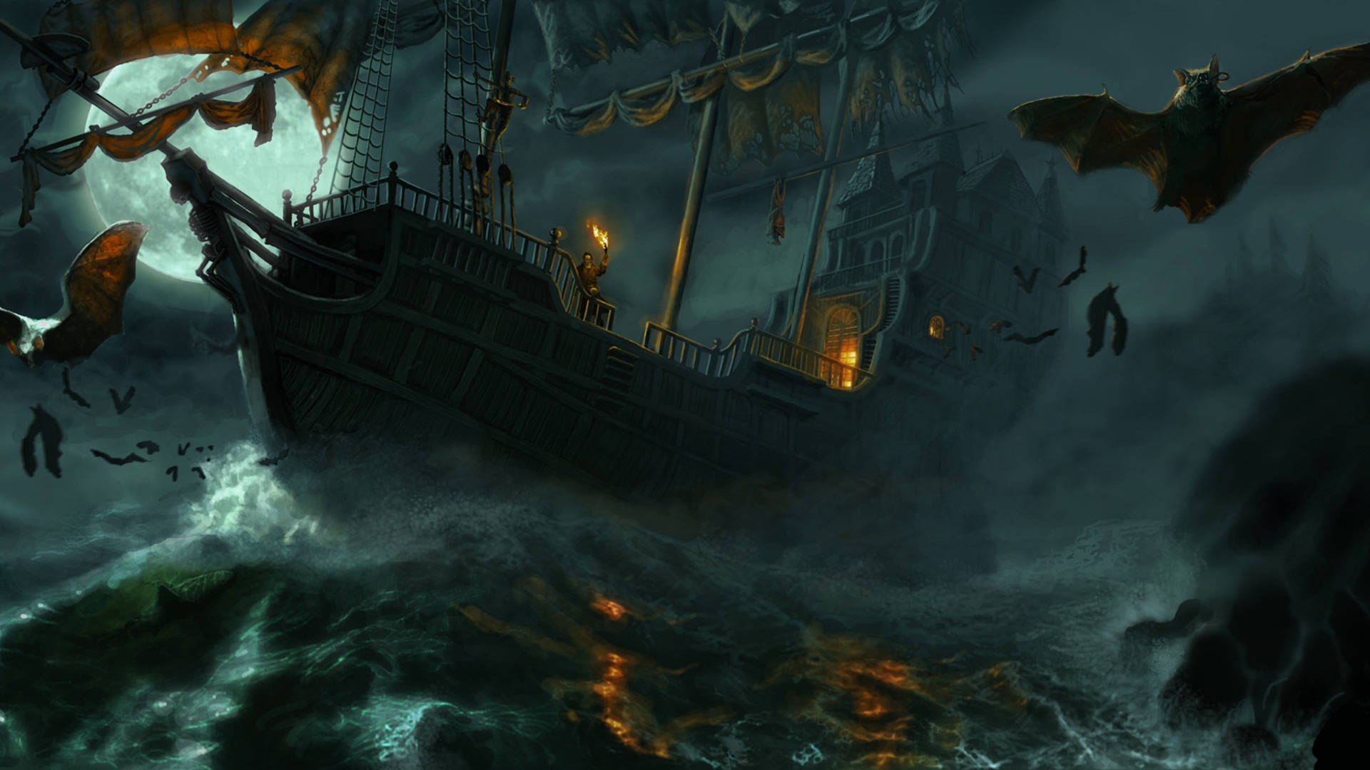 Ghost Ship Digital Artwork Wallpaper