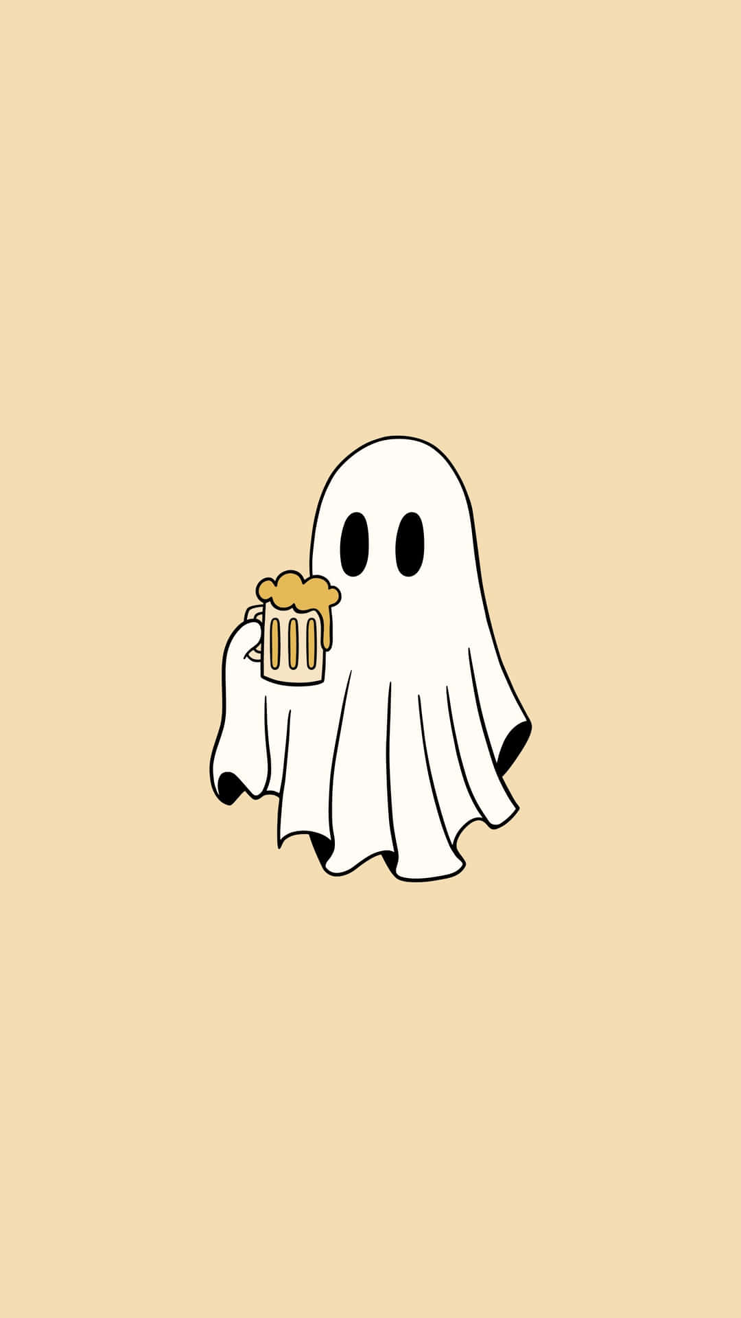 Ghost With Beer Illustration Wallpaper