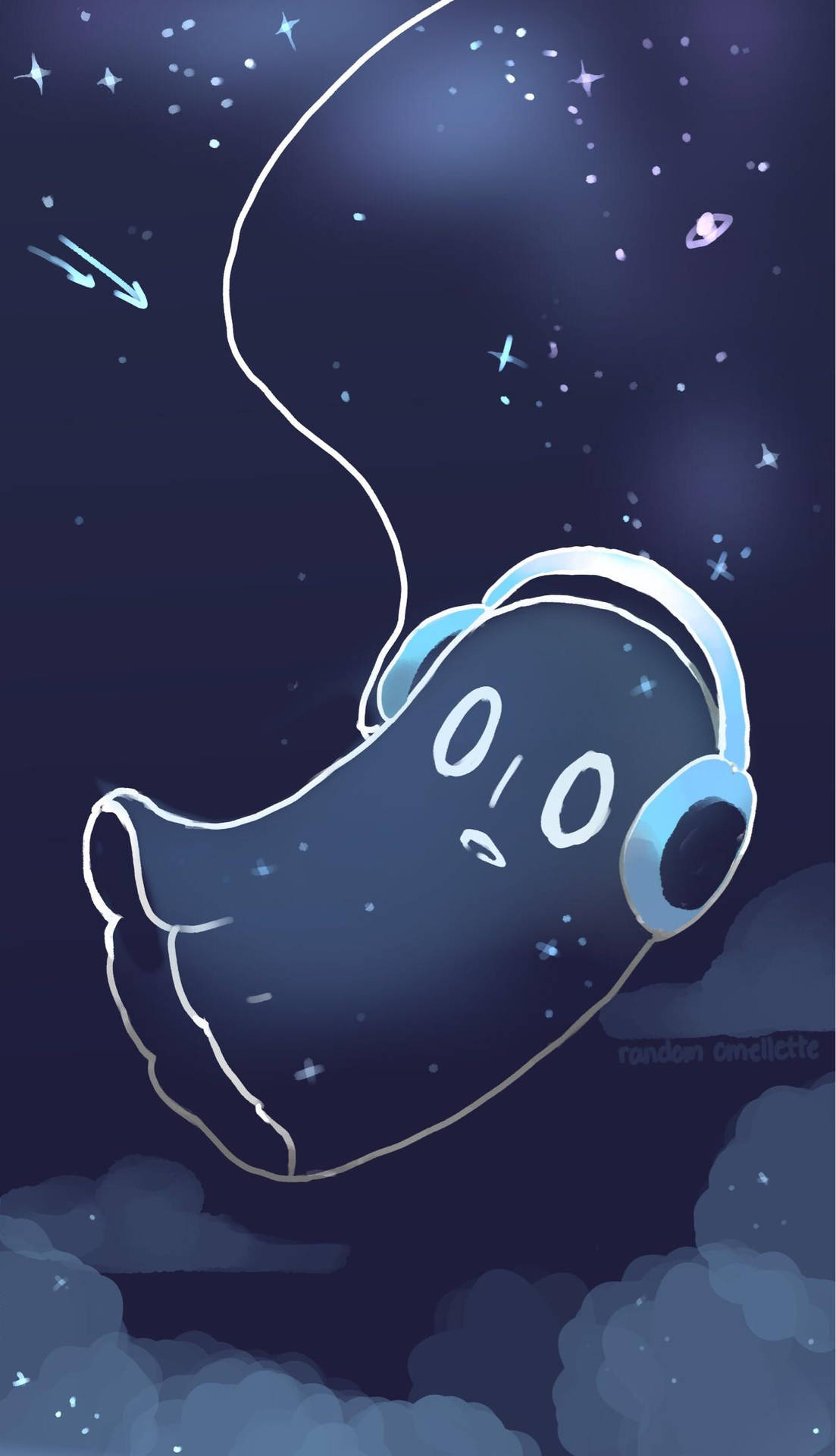 Ghost With Headphones Indie Phone Background