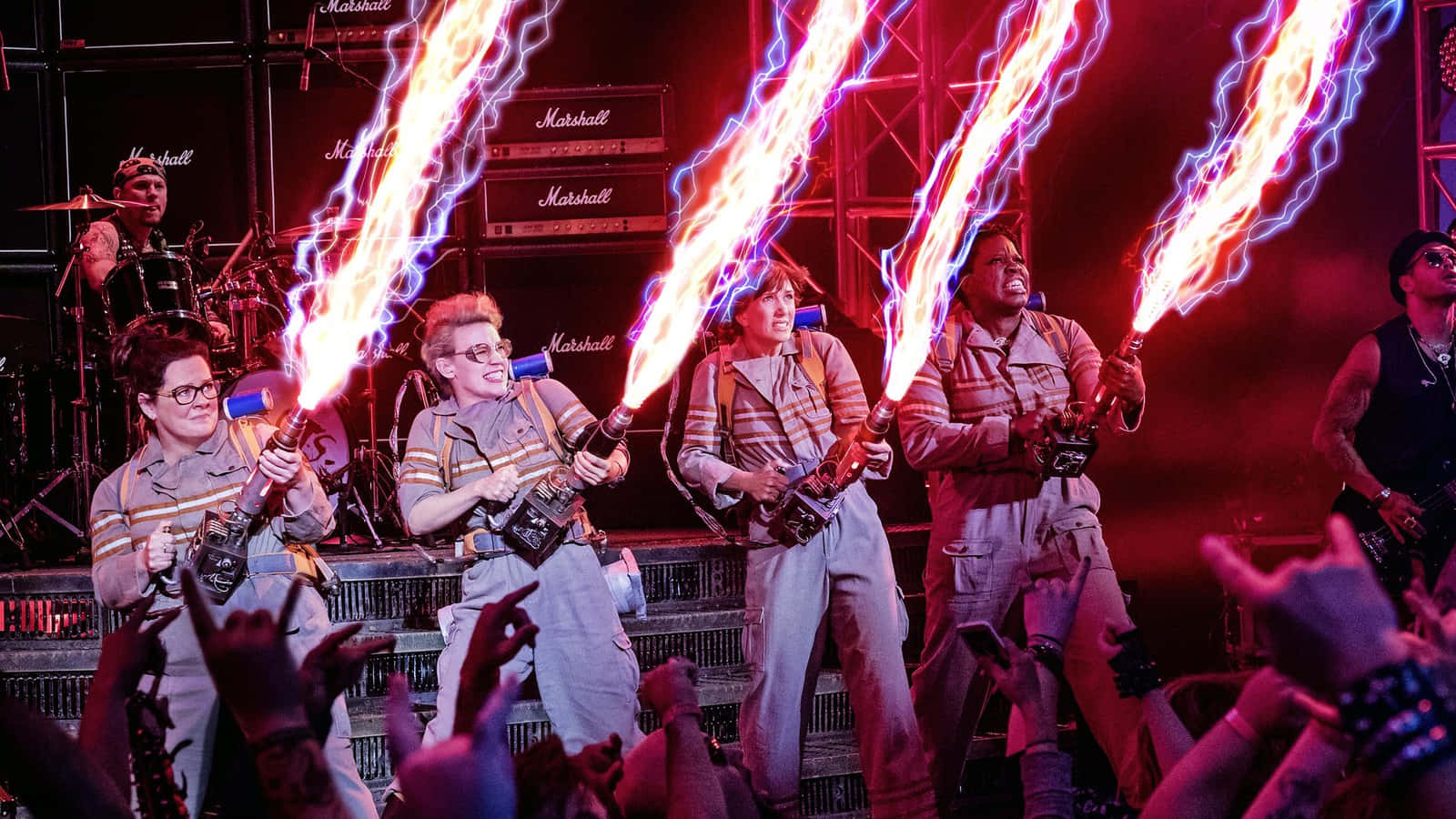The Ghostbusters team in action