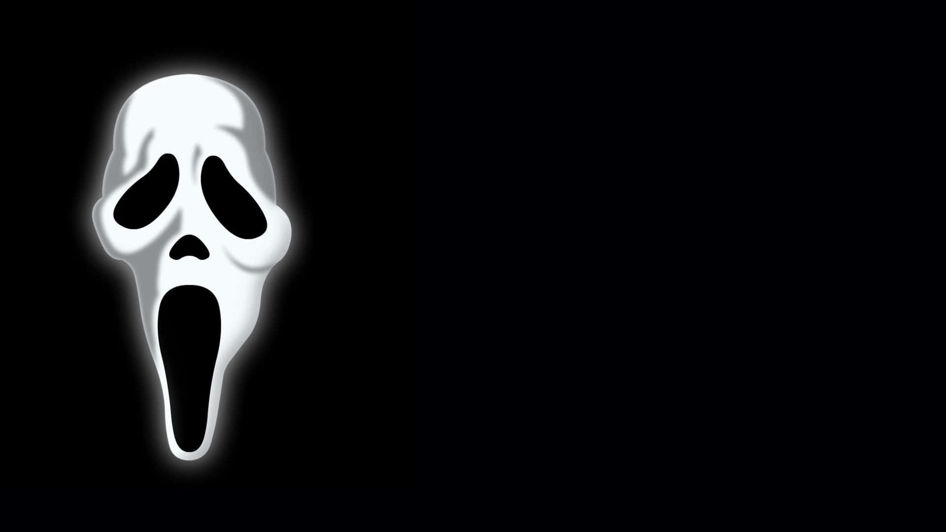 A White Scream Mask On A Black Background