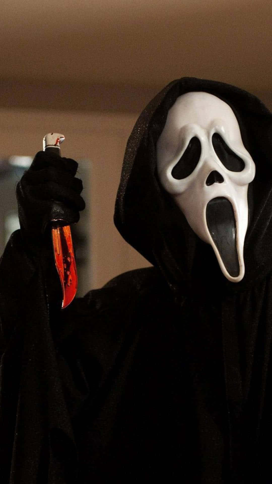 Ghostface Costumewith Knife Wallpaper