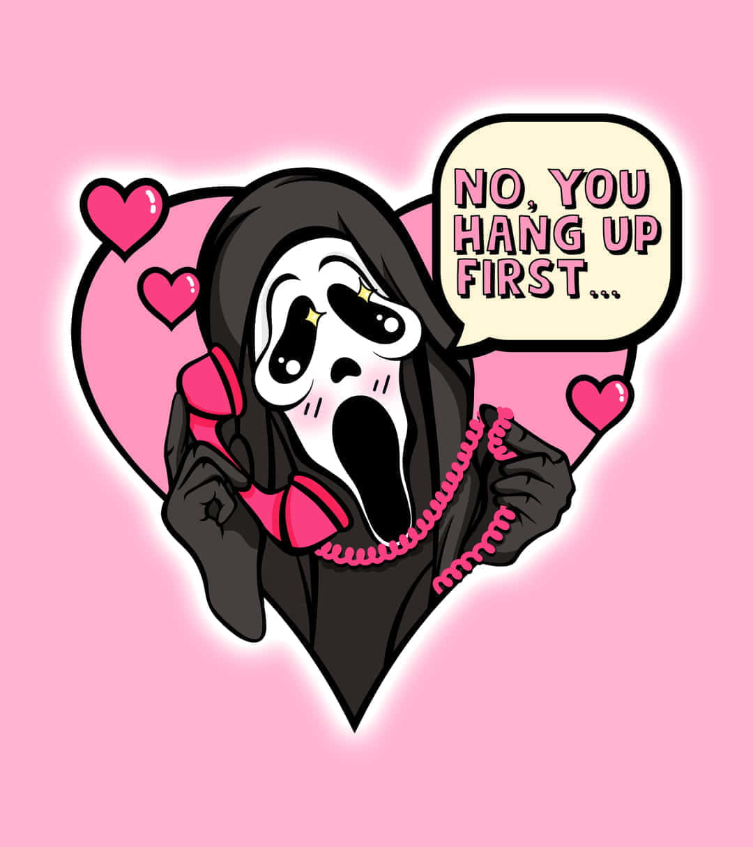 Ghostface Cute Phone Call Pink Background Wallpaper